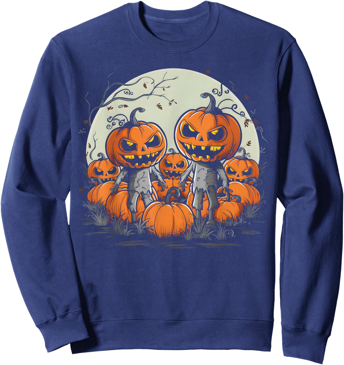 Spooky Zombie Pumpkins eerie Halloween Sweatshirt - Sweatshirt | Navy