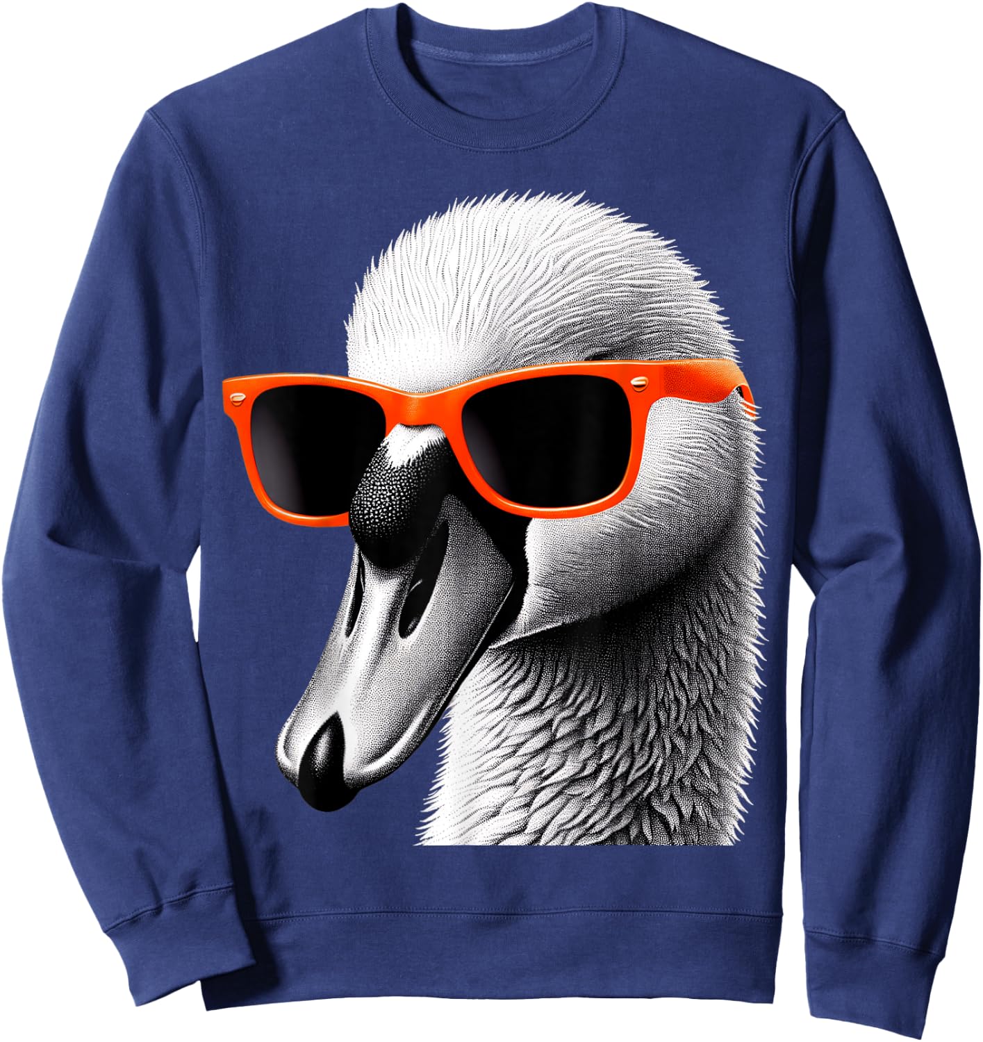 Cool Swan Bird Wearing Sunglasses Graphic Art Sweatshirt - Sweatshirt | Navy