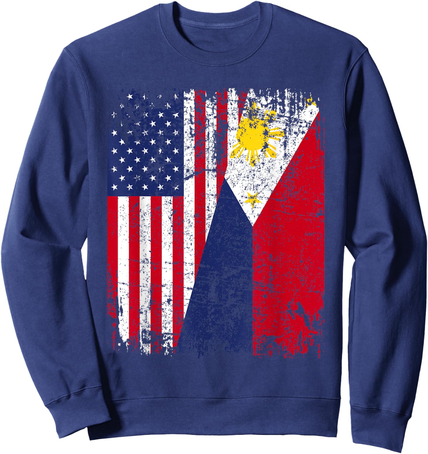FILIPINO American Flag | Men Women Kids USA PHILIPPINES FLAG Sweatshirt - Sweatshirt | Navy