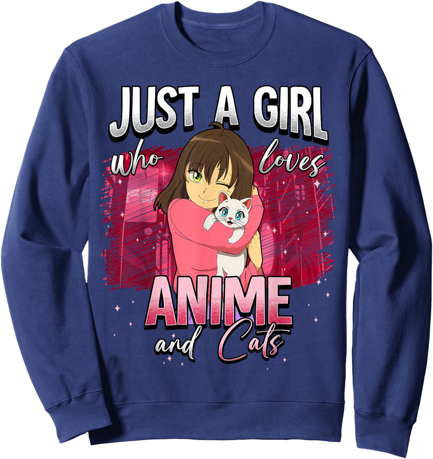 Just A Girl Who Loves Anime And Cats Sweatshirt - Sweatshirt | Navy