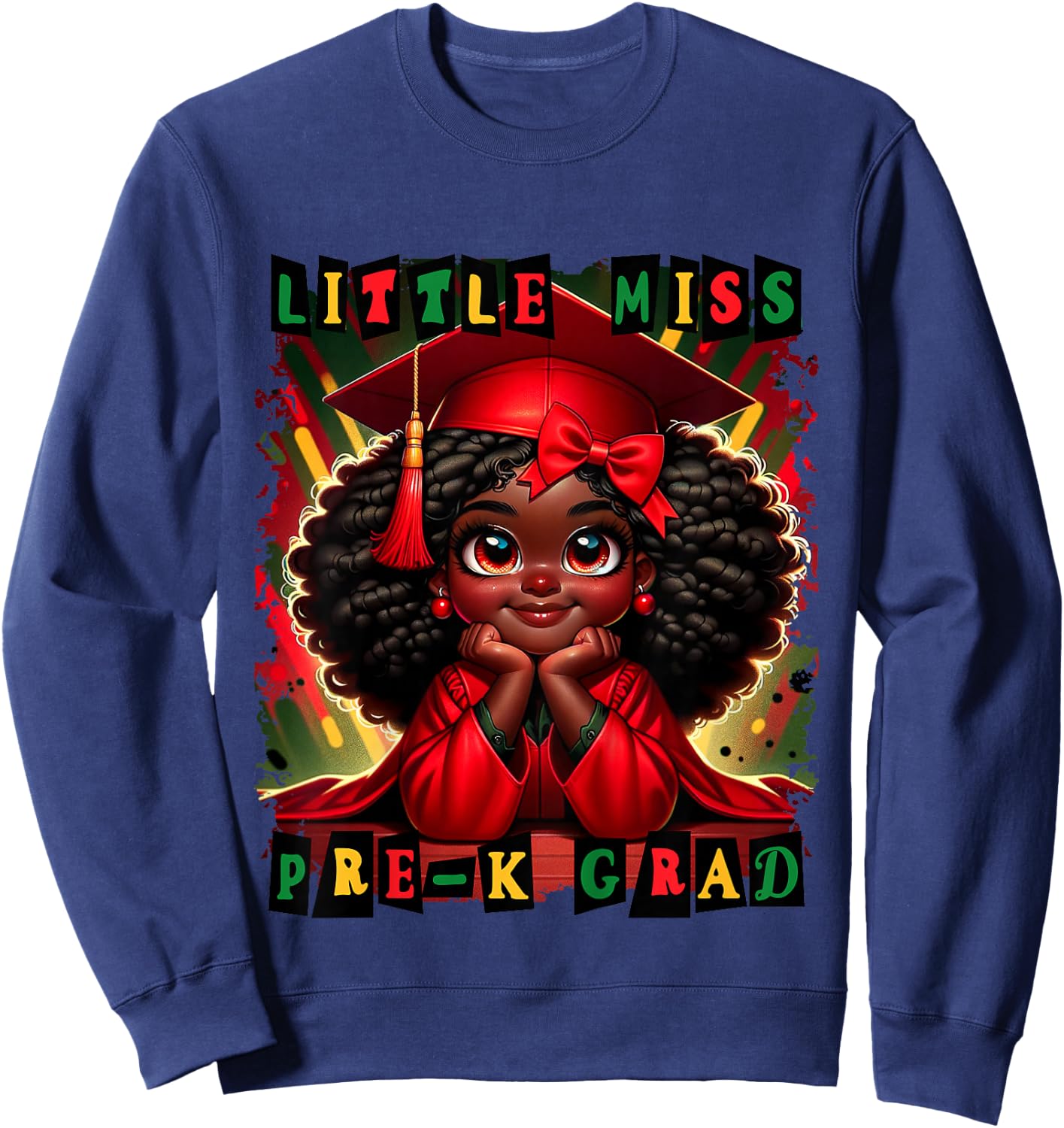 Little Miss Pre-K Grad 2026 Black Girl Preschool Graduation Sweatshirt - Sweatshirt | Navy