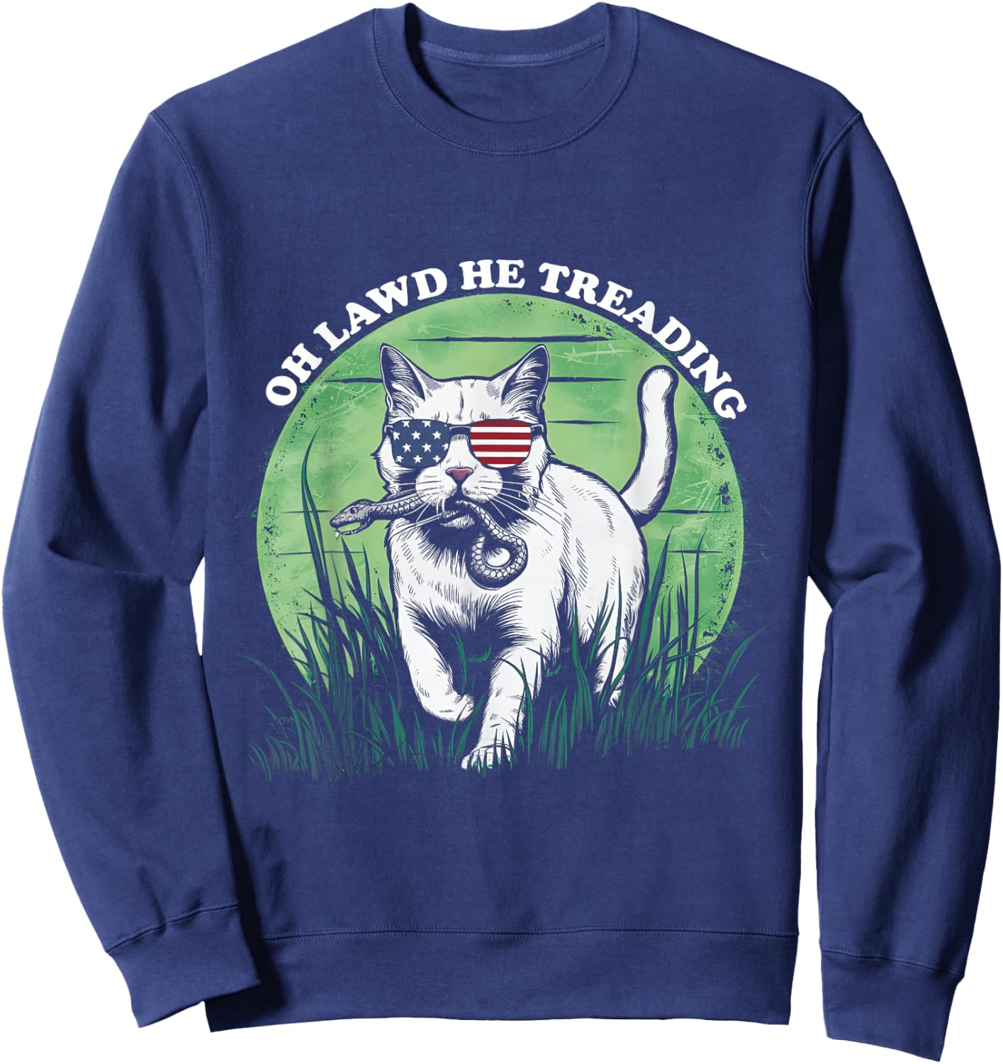 Oh Lawd He Treading Cat Childless Cat Lady For Kamala Sweatshirt - Sweatshirt | Navy