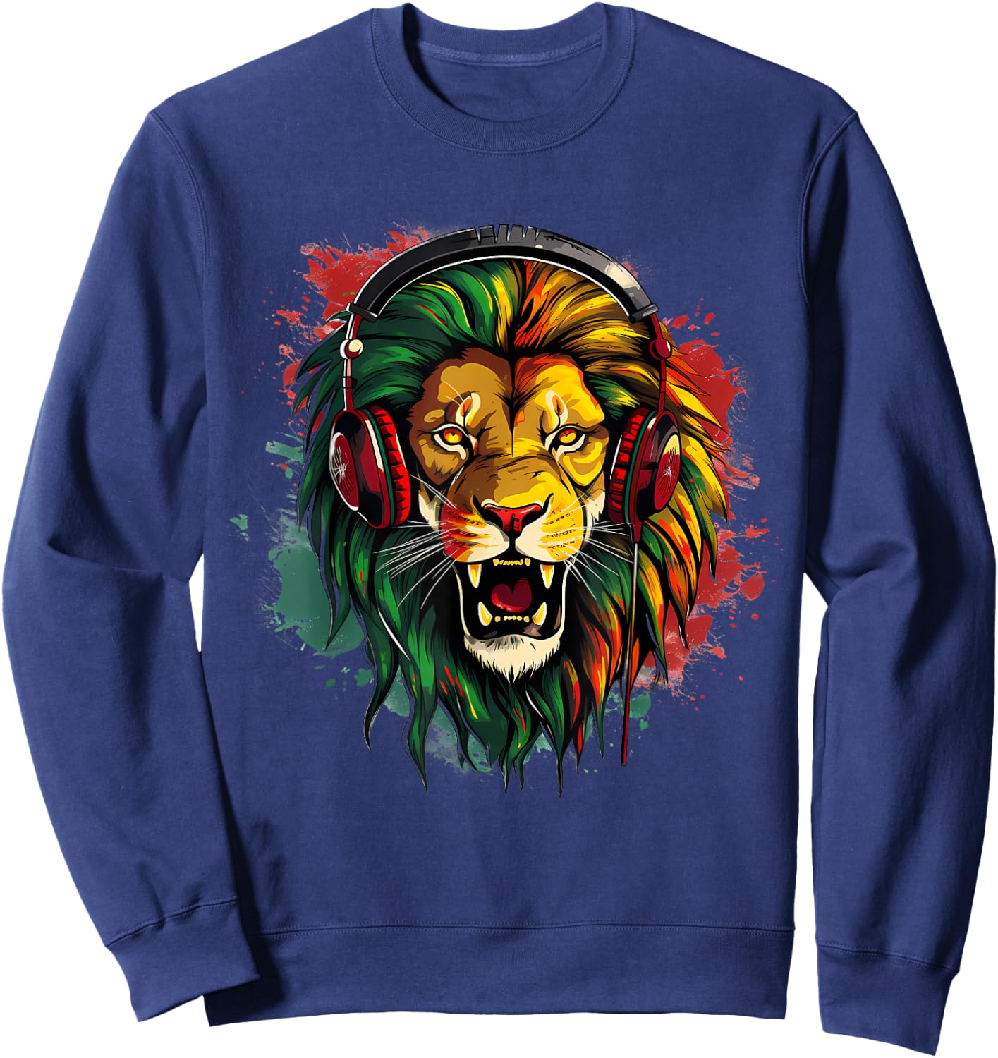 Reggae Music Rasta Pride Rasta Reggae Lion Rastafari Jamaica Sweatshirt - Sweatshirt | Navy