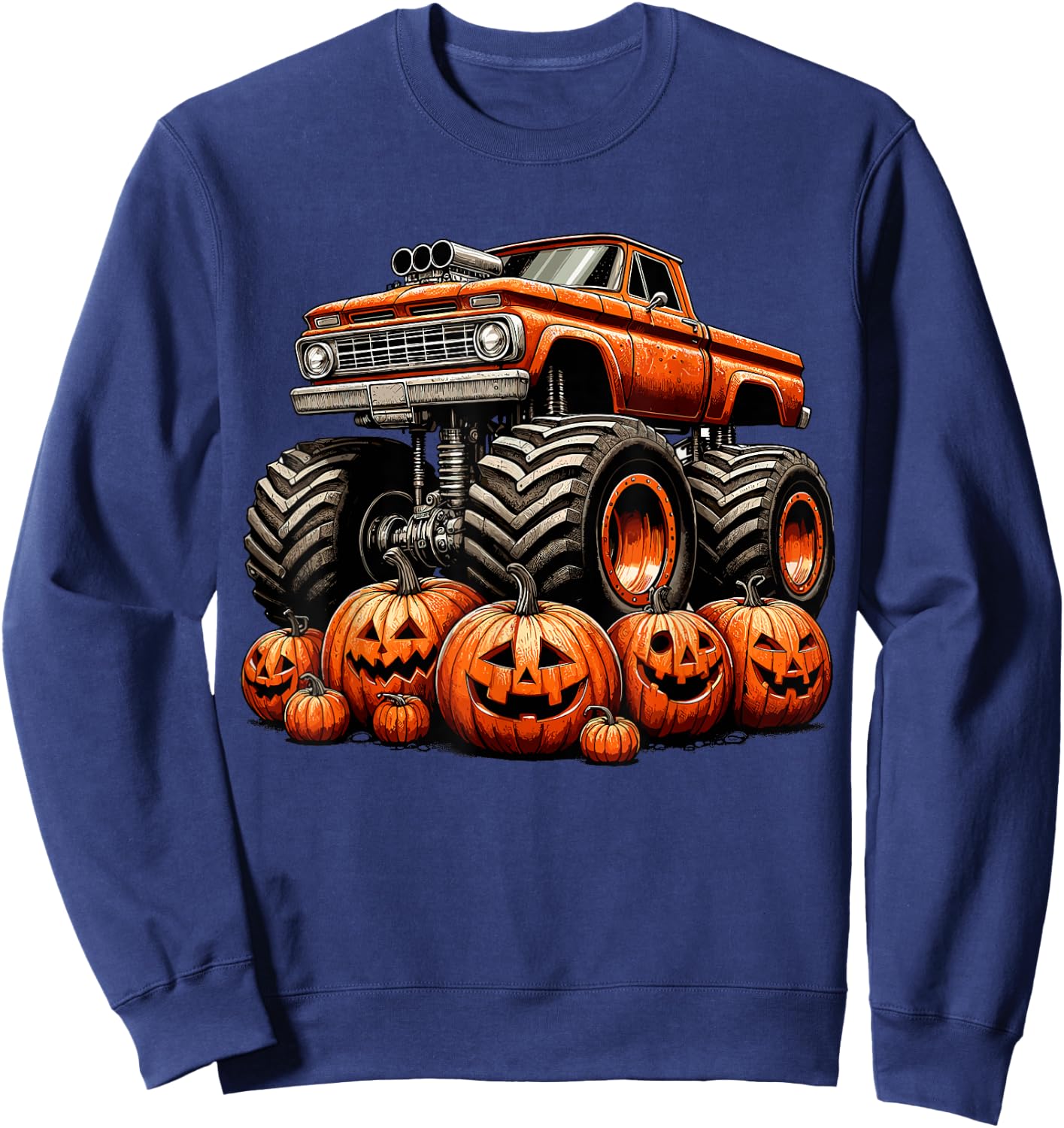 Monster Truck Pumpkin Halloween Sweatshirt - Sweatshirt | Navy