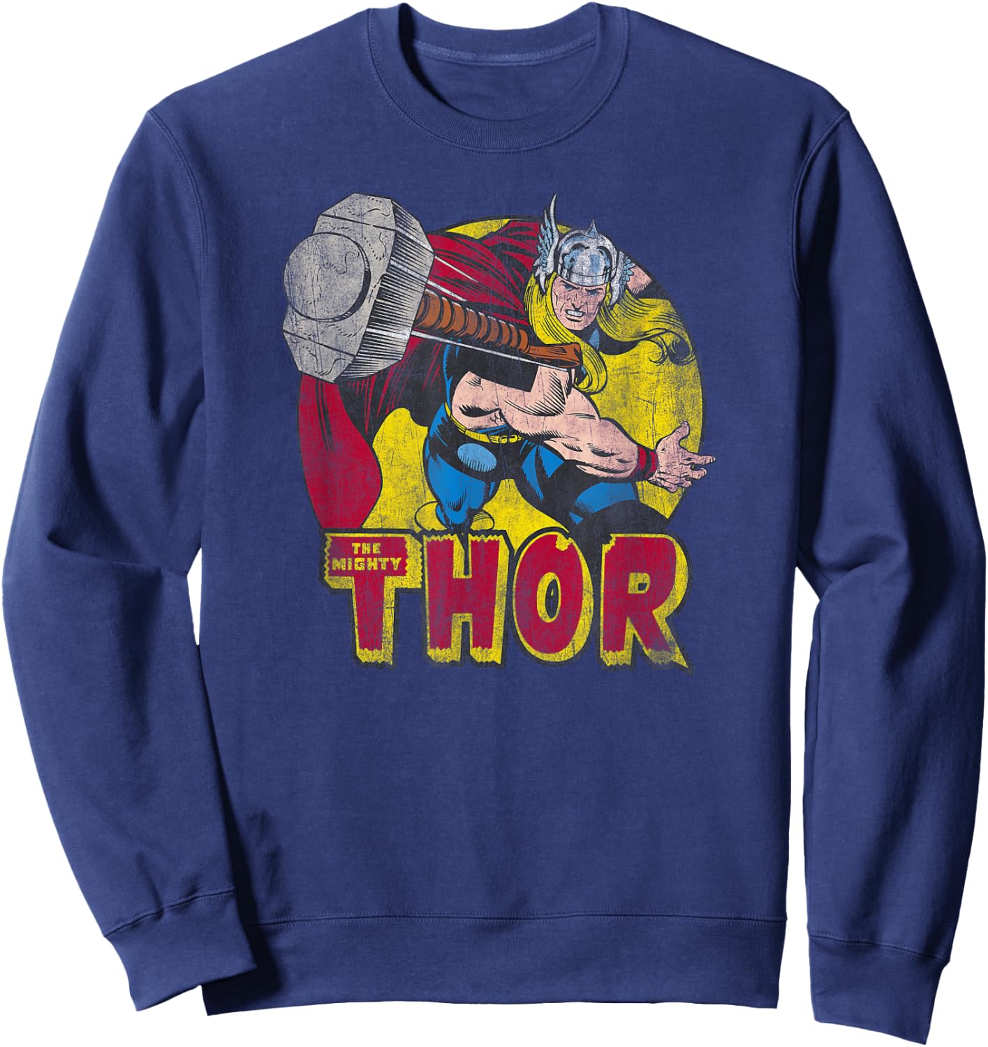 Marvel Avengers Vintage Comic Thor Mighty Hammer Throw Sweatshirt - Sweatshirt | Navy