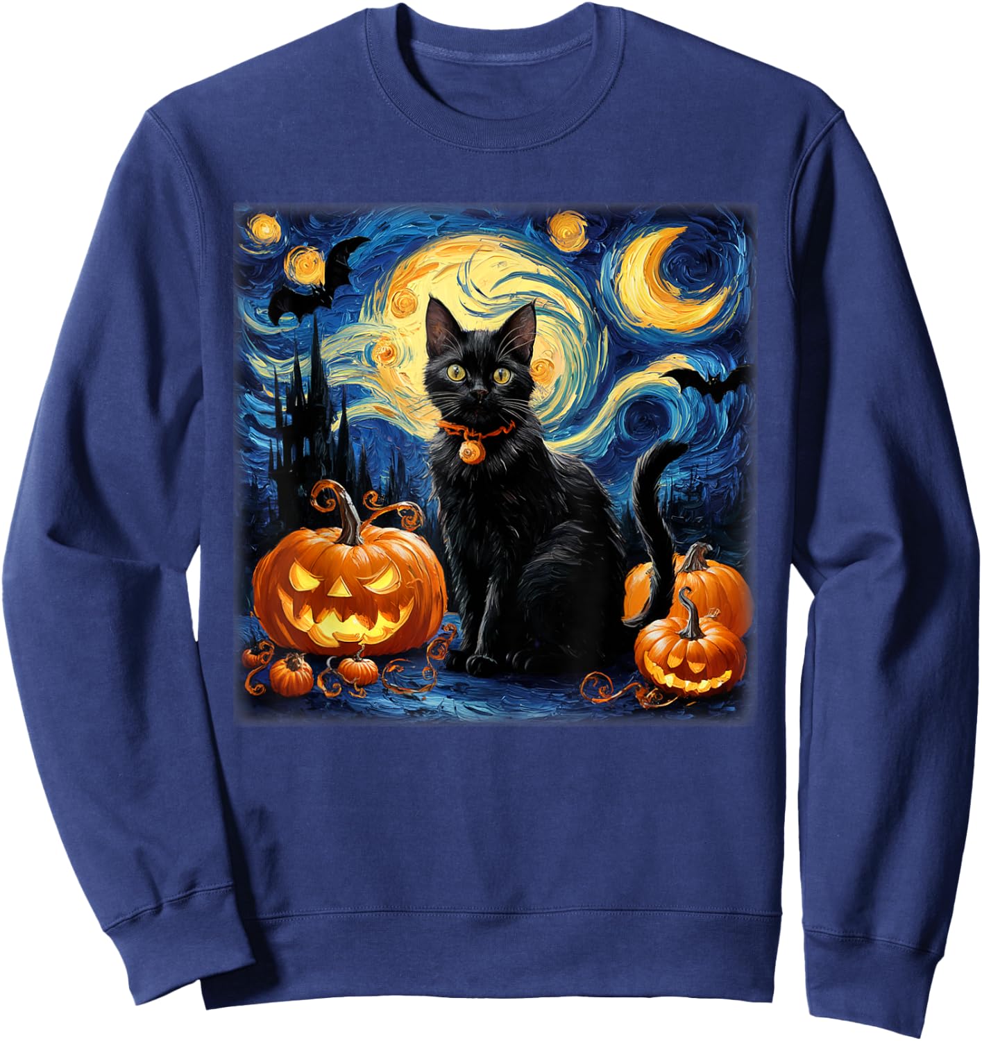 Fun Halloween Cat Lovers Van Gough Halloween Costume Sweatshirt - Sweatshirt | Navy