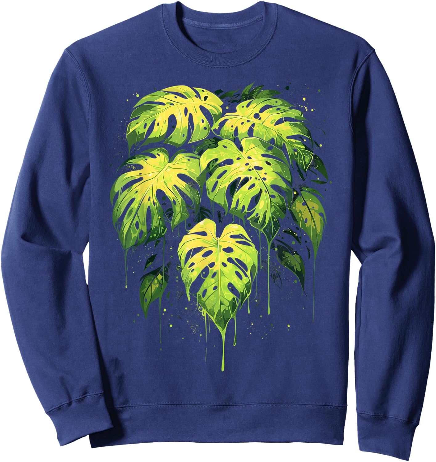 Monstera Deliciosa Plant Lover Lady Daddy Botanical Sweatshirt - Sweatshirt | Navy