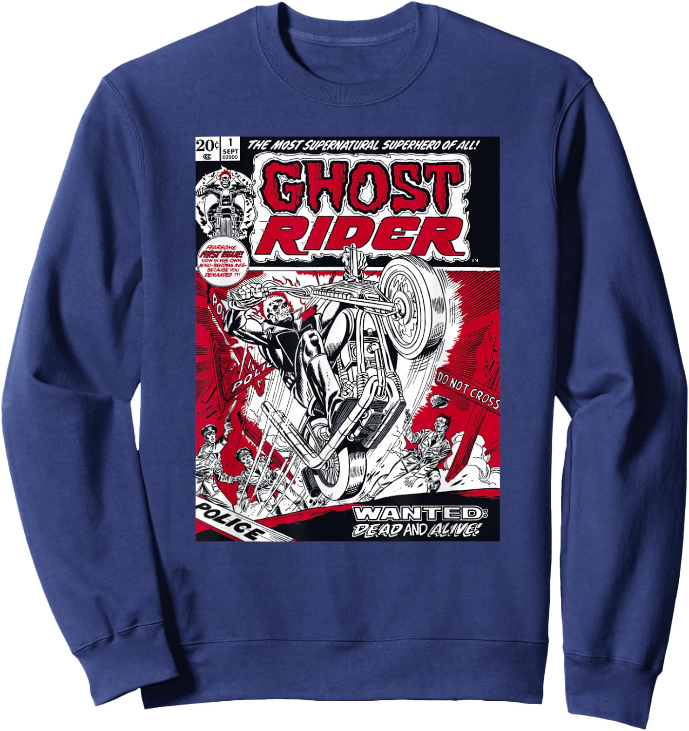 Marvel Ghost Rider Comic Book Cover Print Small Sweatshirt - Sweatshirt | Navy