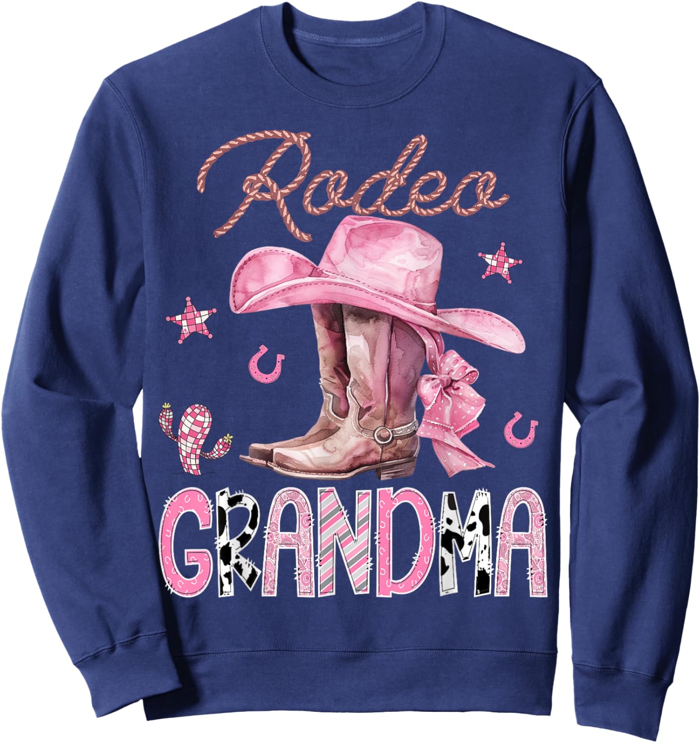 Rodeo Grandma Pink Boots Coquette CowGirl Birthday Party Sweatshirt - Sweatshirt | Navy