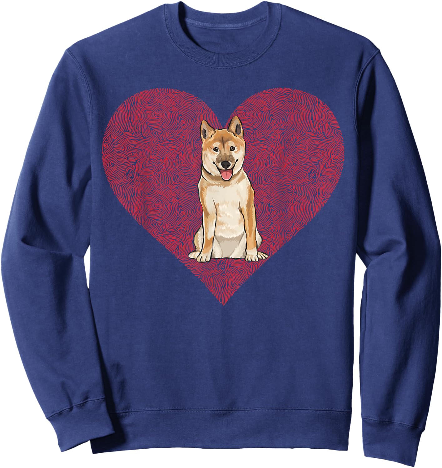 Shiba Inu Valentines Day Dog Love Fingerprint Sweatshirt - Sweatshirt | Navy