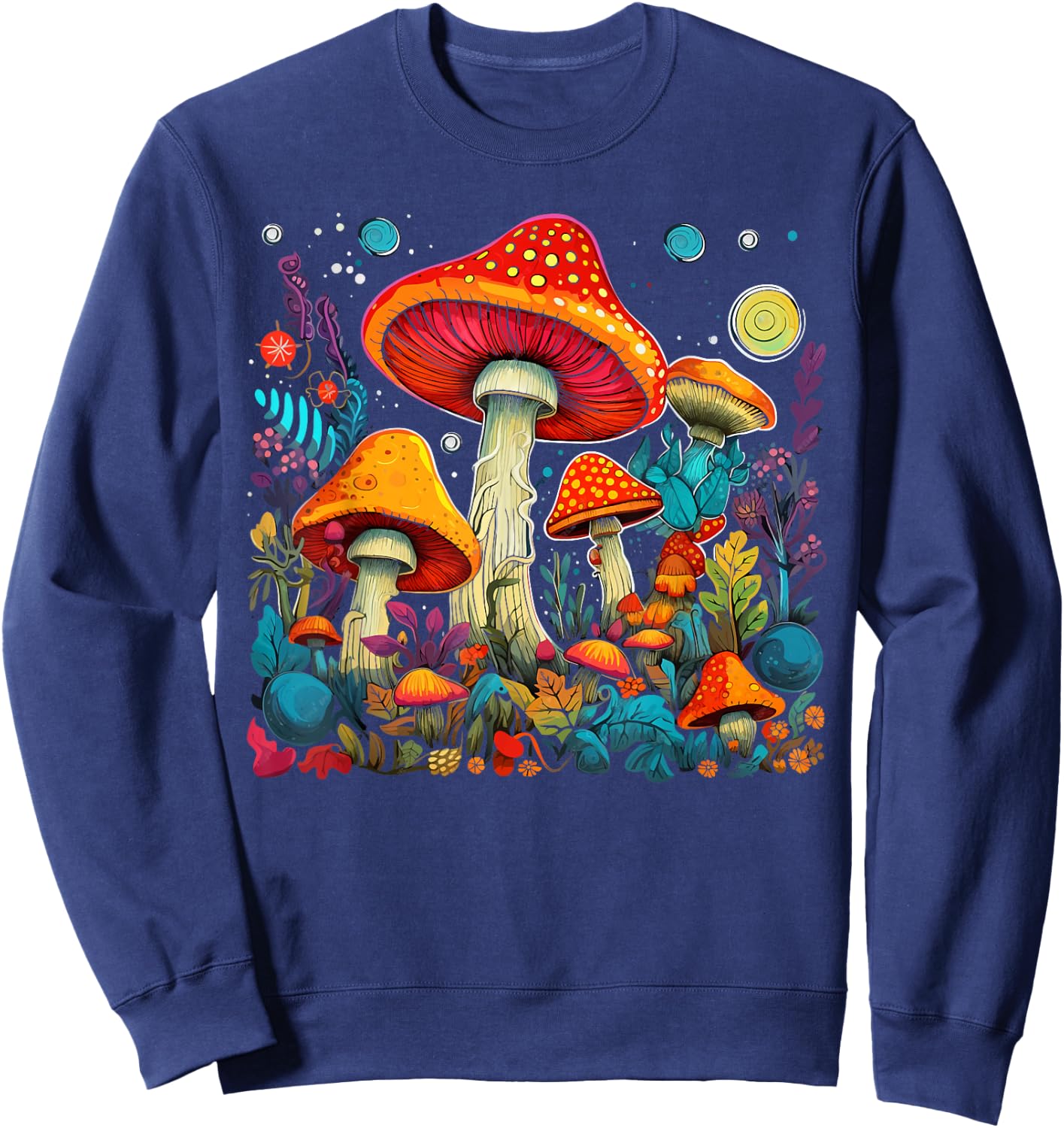 Hippie Mushrooms Psychedelic Forest Fungi Festival Sweatshirt - Sweatshirt | Navy