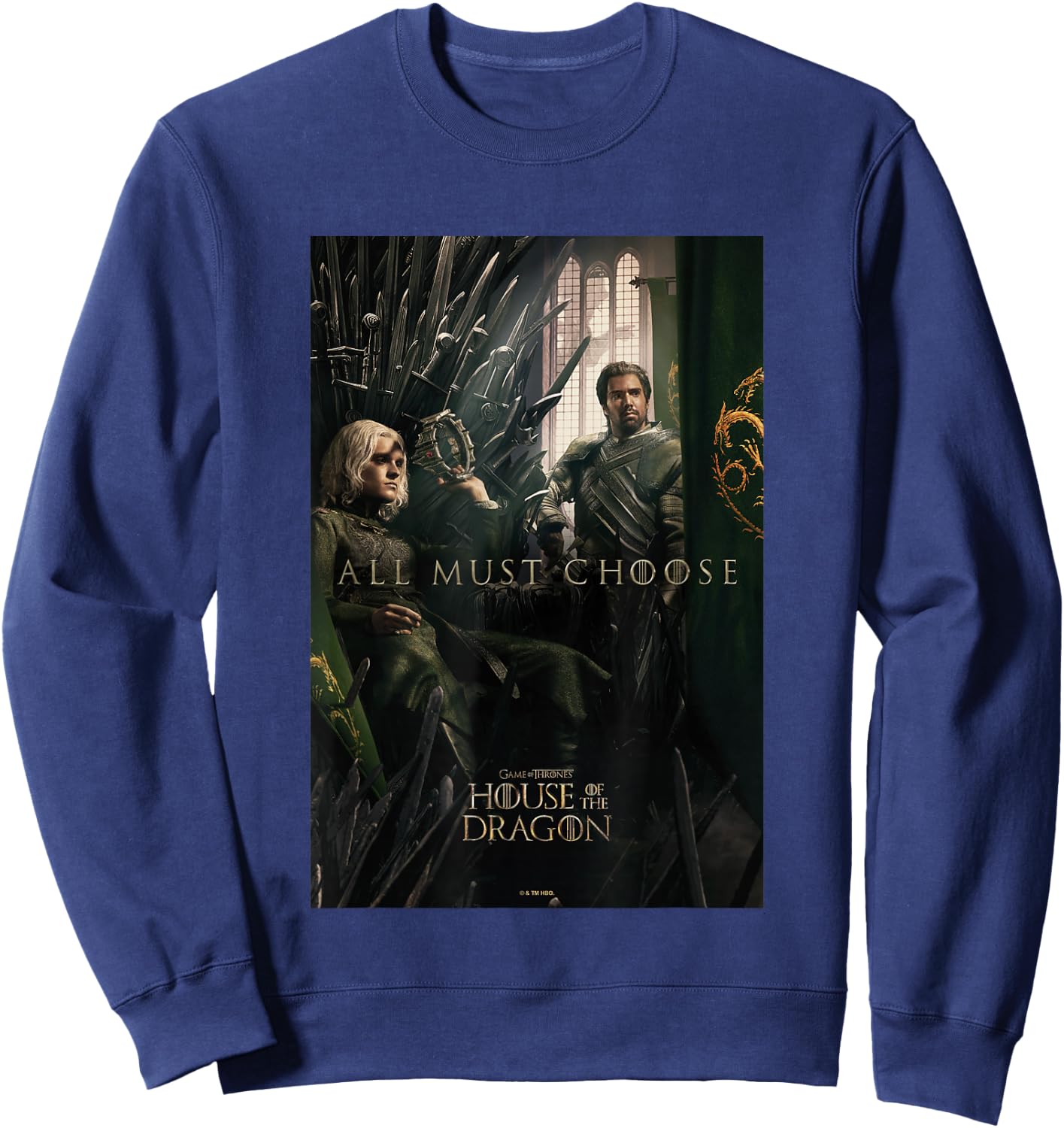 House of the Dragon All Must Choose Aegon And Criston Retro Sweatshirt - Sweatshirt | Navy