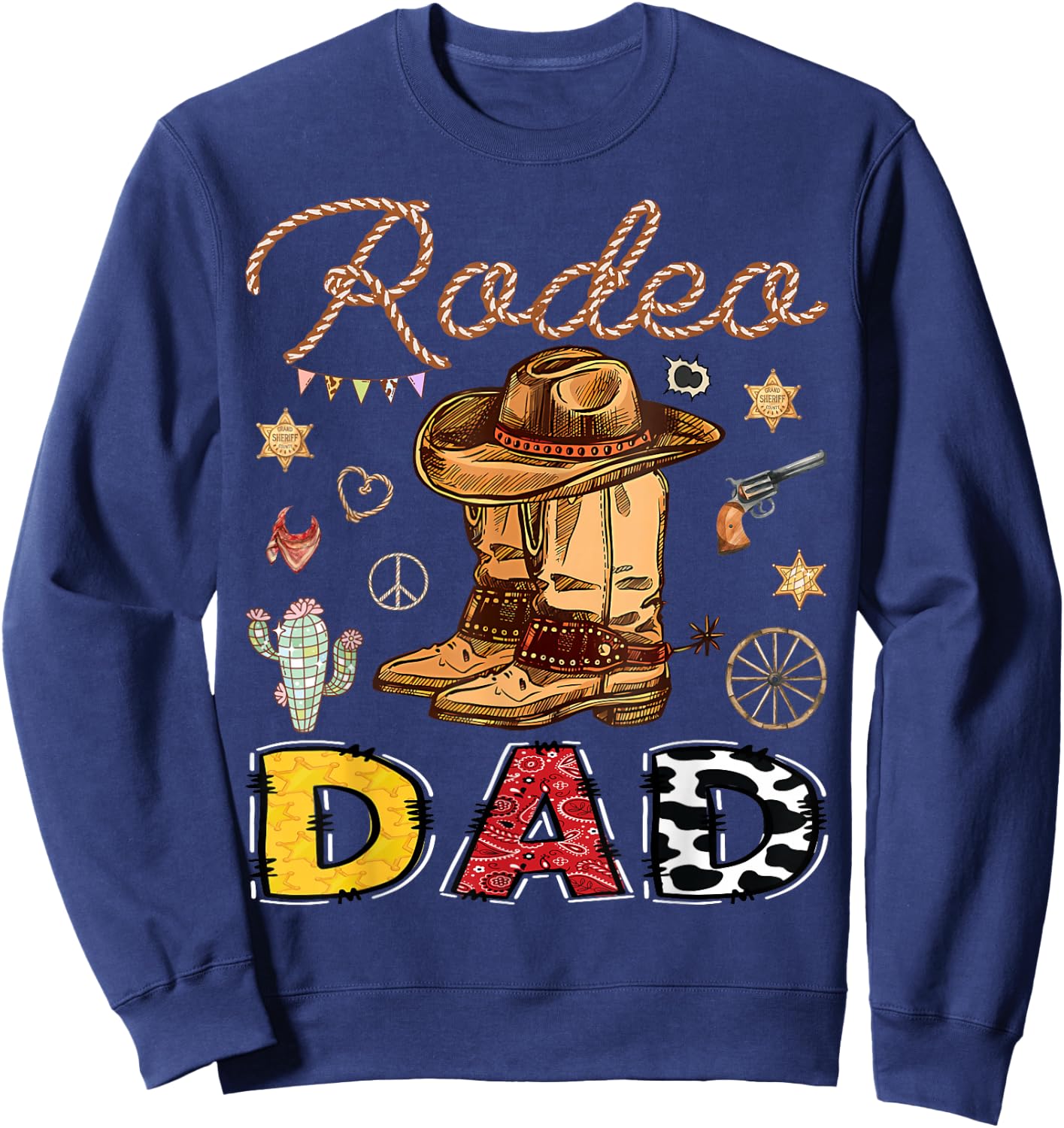Rodeo Dad Western Birthday Cowboy Matching Family Sweatshirt - Sweatshirt | Navy