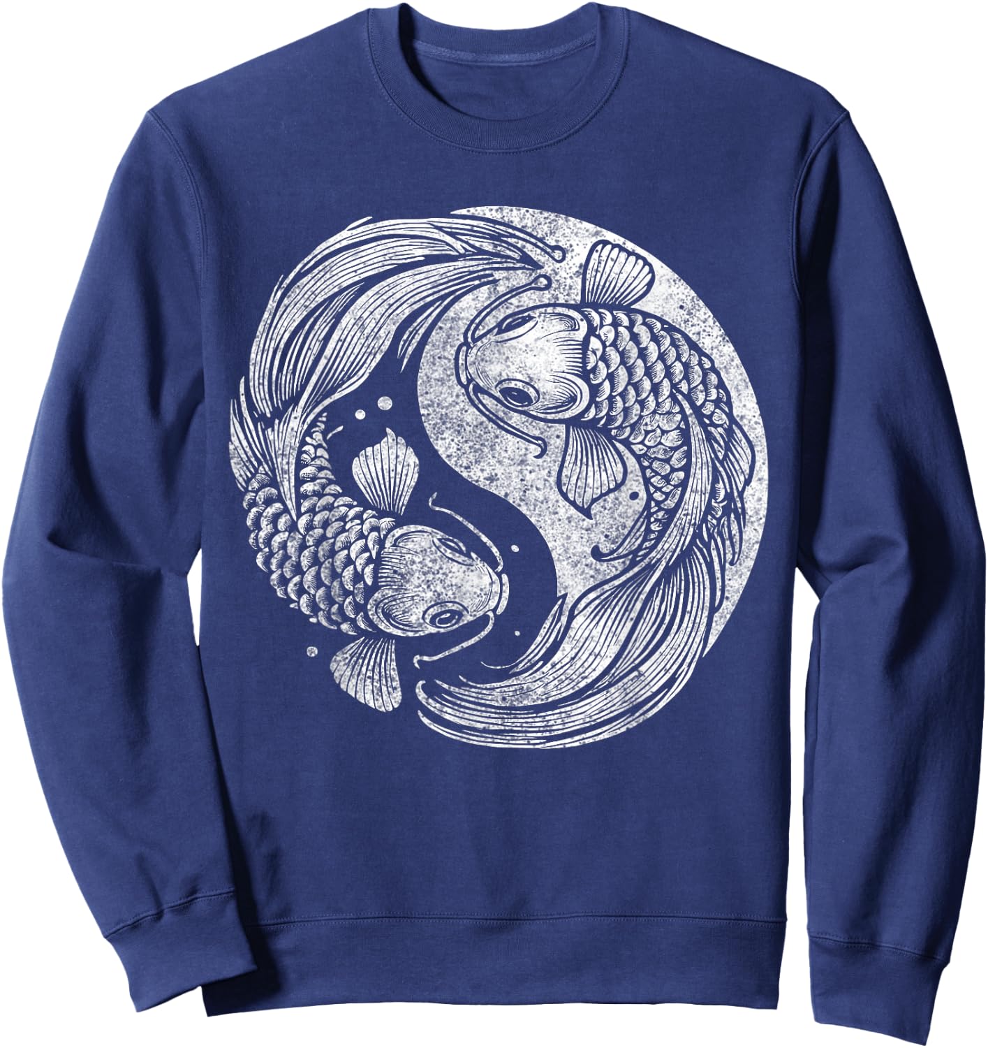Yin And Yang Retro Japanese Koi Fish Sweatshirt - Sweatshirt | Navy