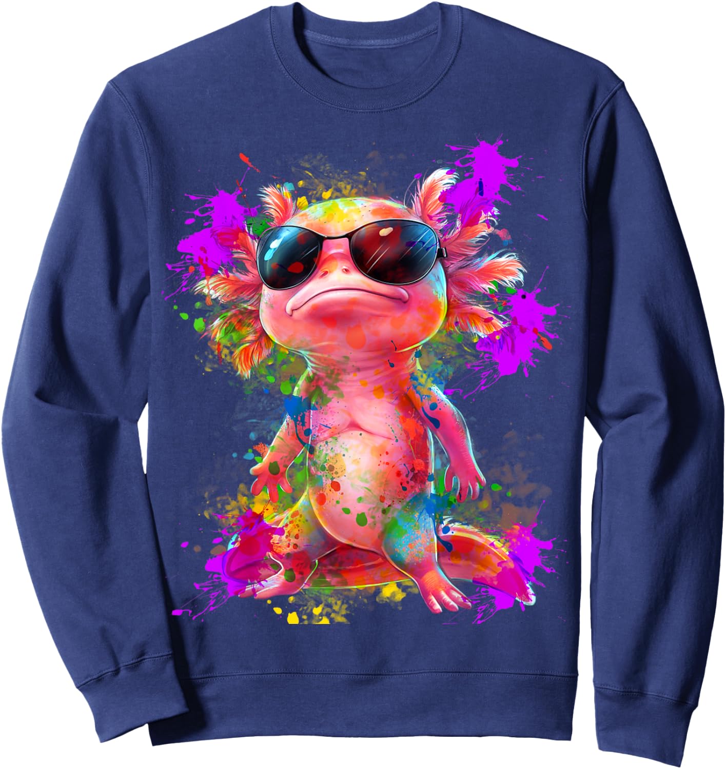 Cute Funny Colorful Axolotl Art Girls Boys Kids Women Men Sweatshirt - Sweatshirt | Navy