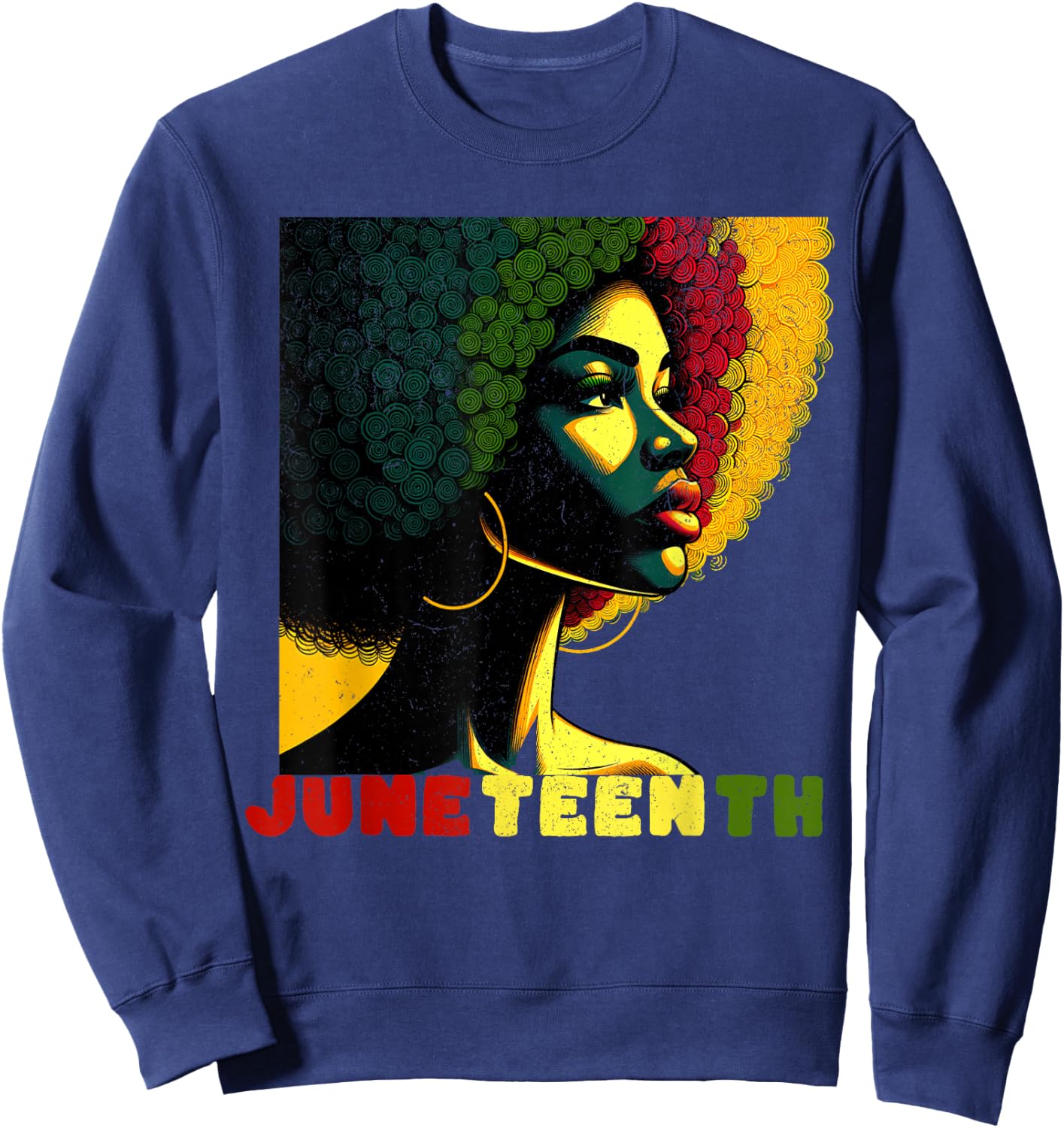 Juneteenth Tribute Vibrant Black Woman Art Sweatshirt - Sweatshirt | Navy
