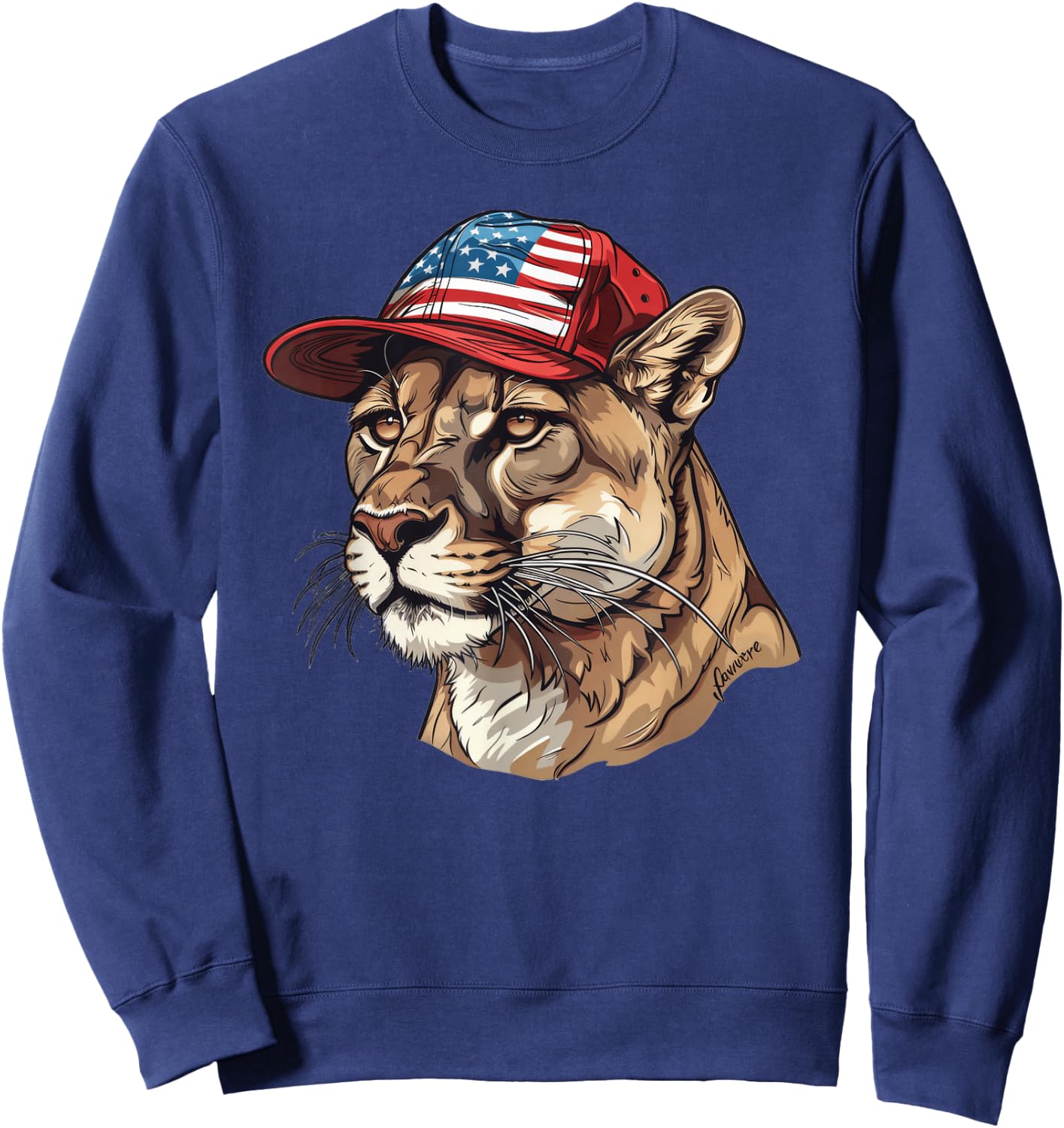 Mountain Lion With USA Hat Sweatshirt - Sweatshirt | Navy