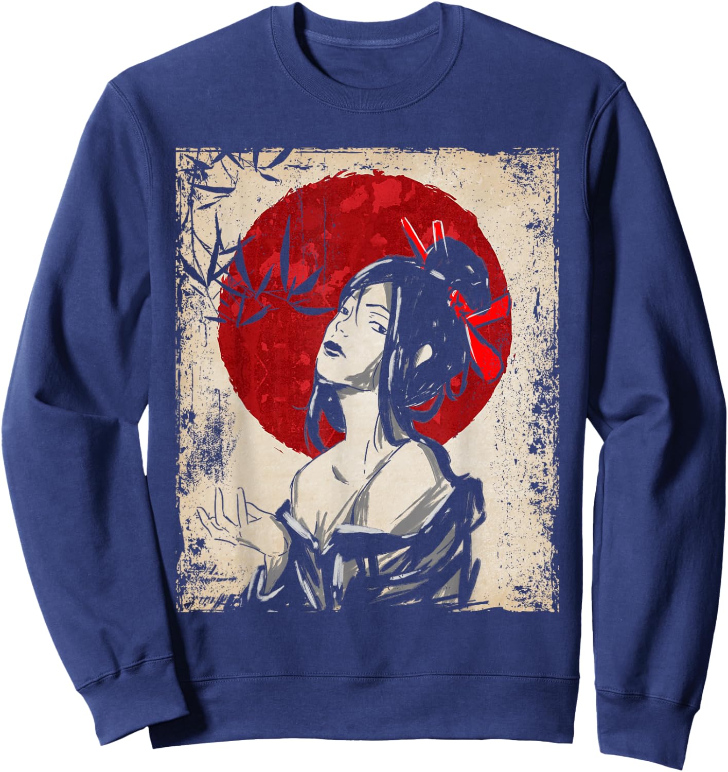 Japan Geisha Japanese Art Retro Women Sweatshirt - Sweatshirt | Navy