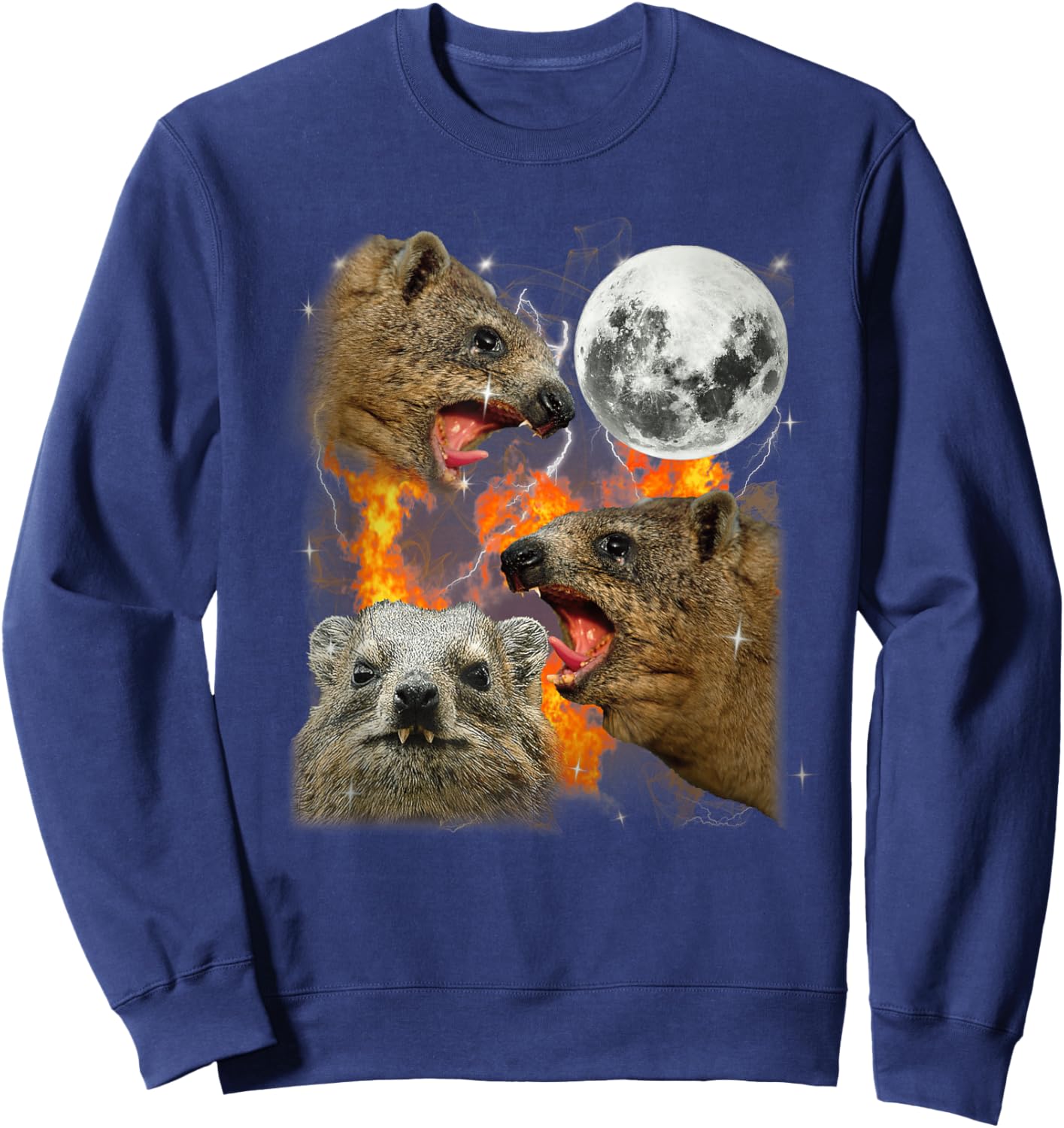 Funny Meme Rock Hyrax Fire Sweatshirt - Sweatshirt | Navy