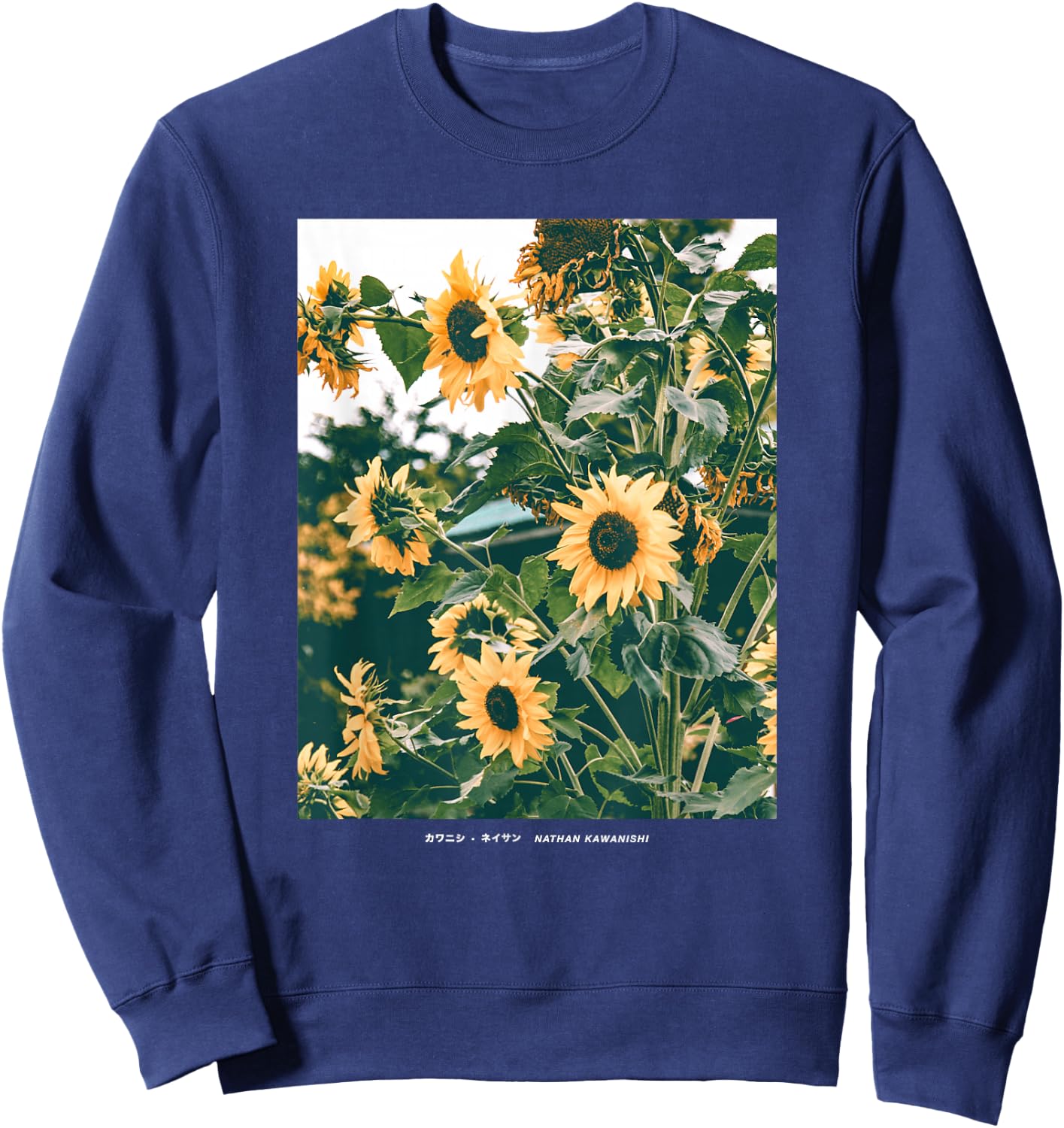 Floral Sunflower Streetwear Aesthetic Fashion Small Sweatshirt - Sweatshirt | Navy
