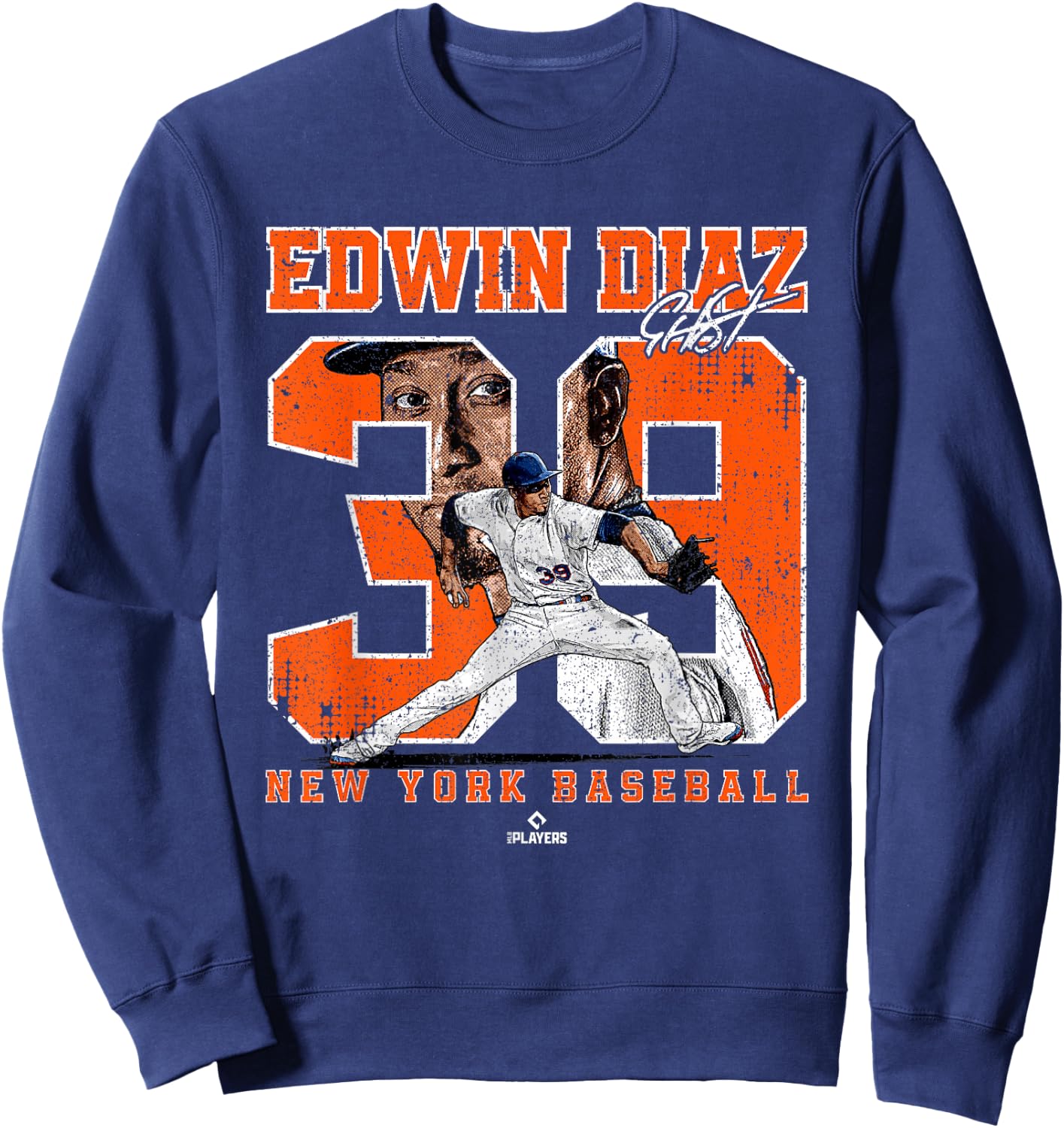 Number and Portrait Edwin Diaz New York MLBPA Sweatshirt - Sweatshirt | Navy