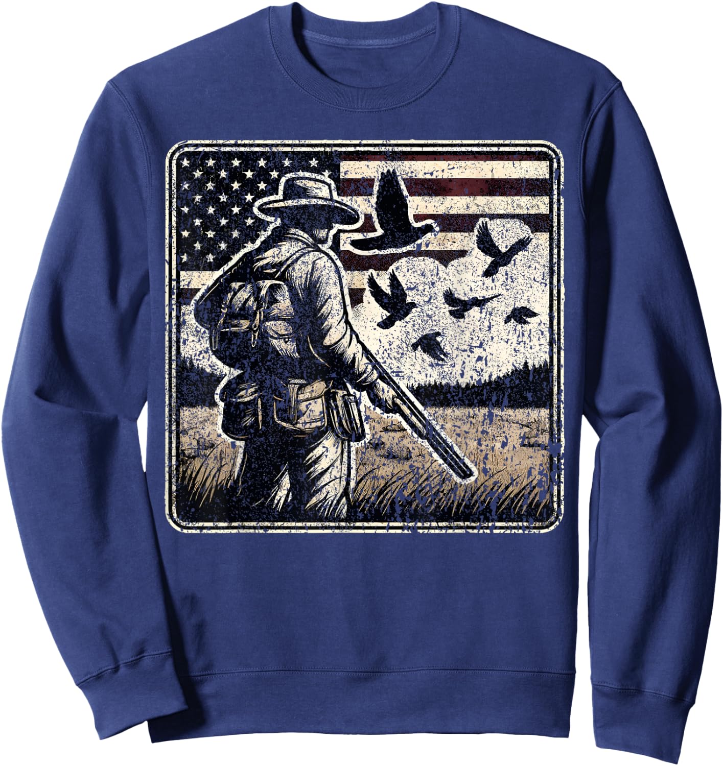 Dove Hunting I American Flag Dove Shooting I Dove Hunter Sweatshirt - Sweatshirt | Navy