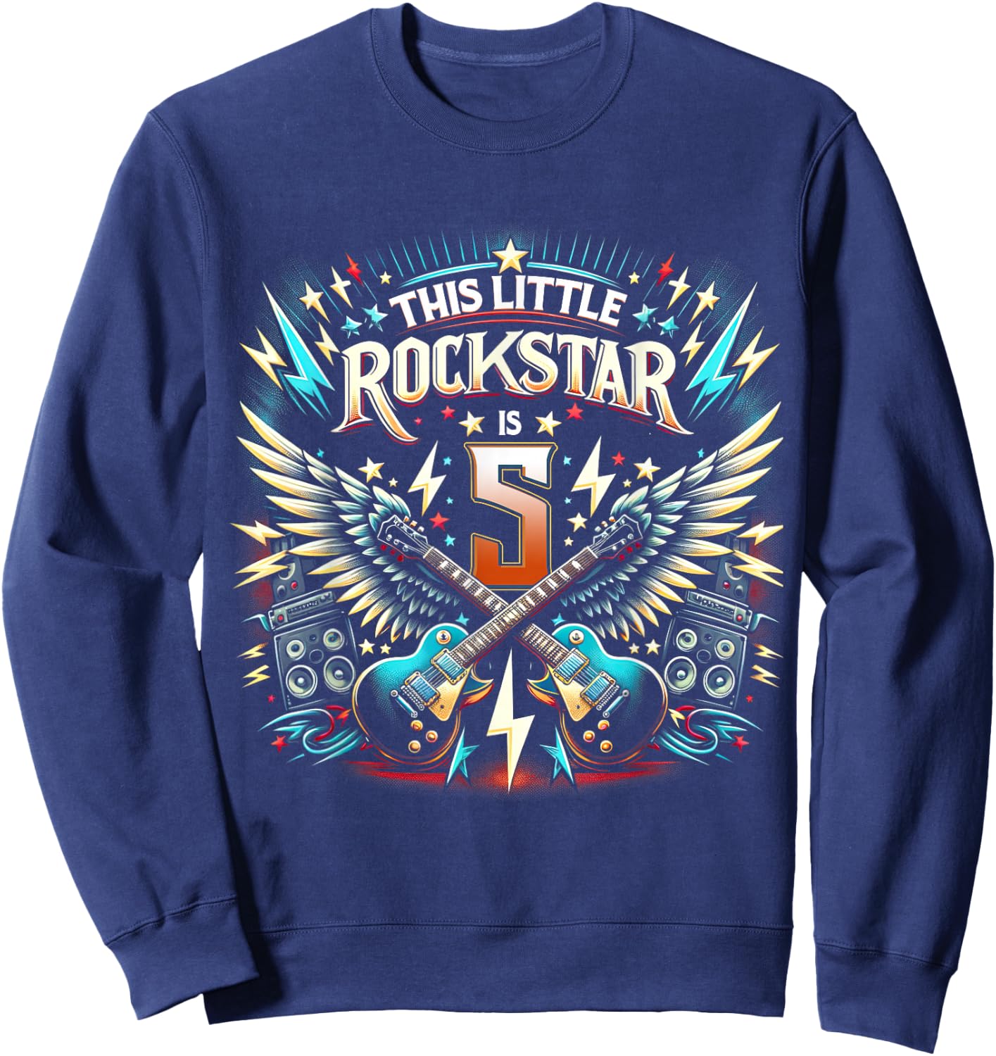 5th Birthday Rockstar Rock Music Sweatshirt - Sweatshirt | Navy