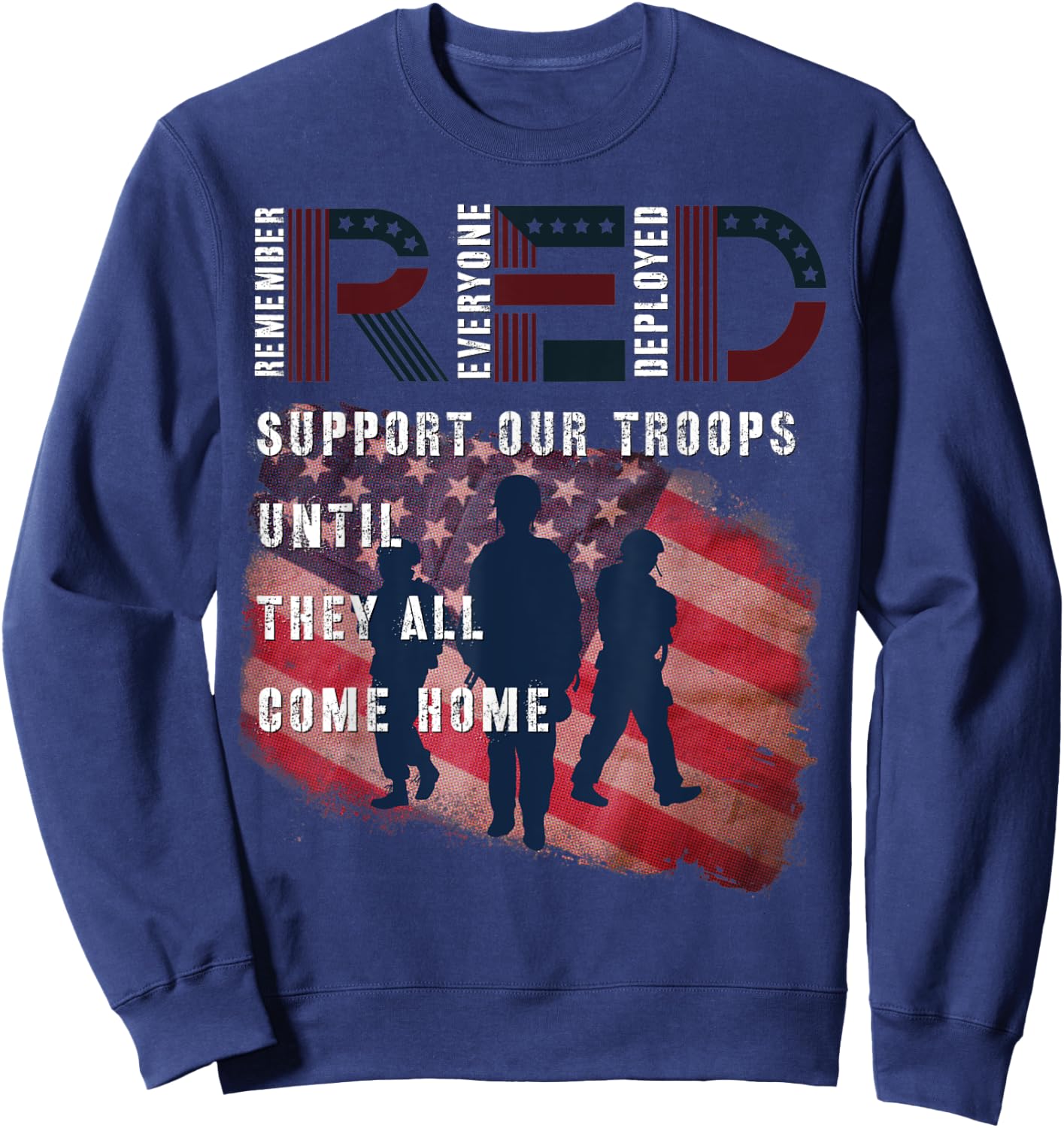 On Friday We Wear Red Friday Military Support troops US Flag Sweatshirt - Sweatshirt | Navy