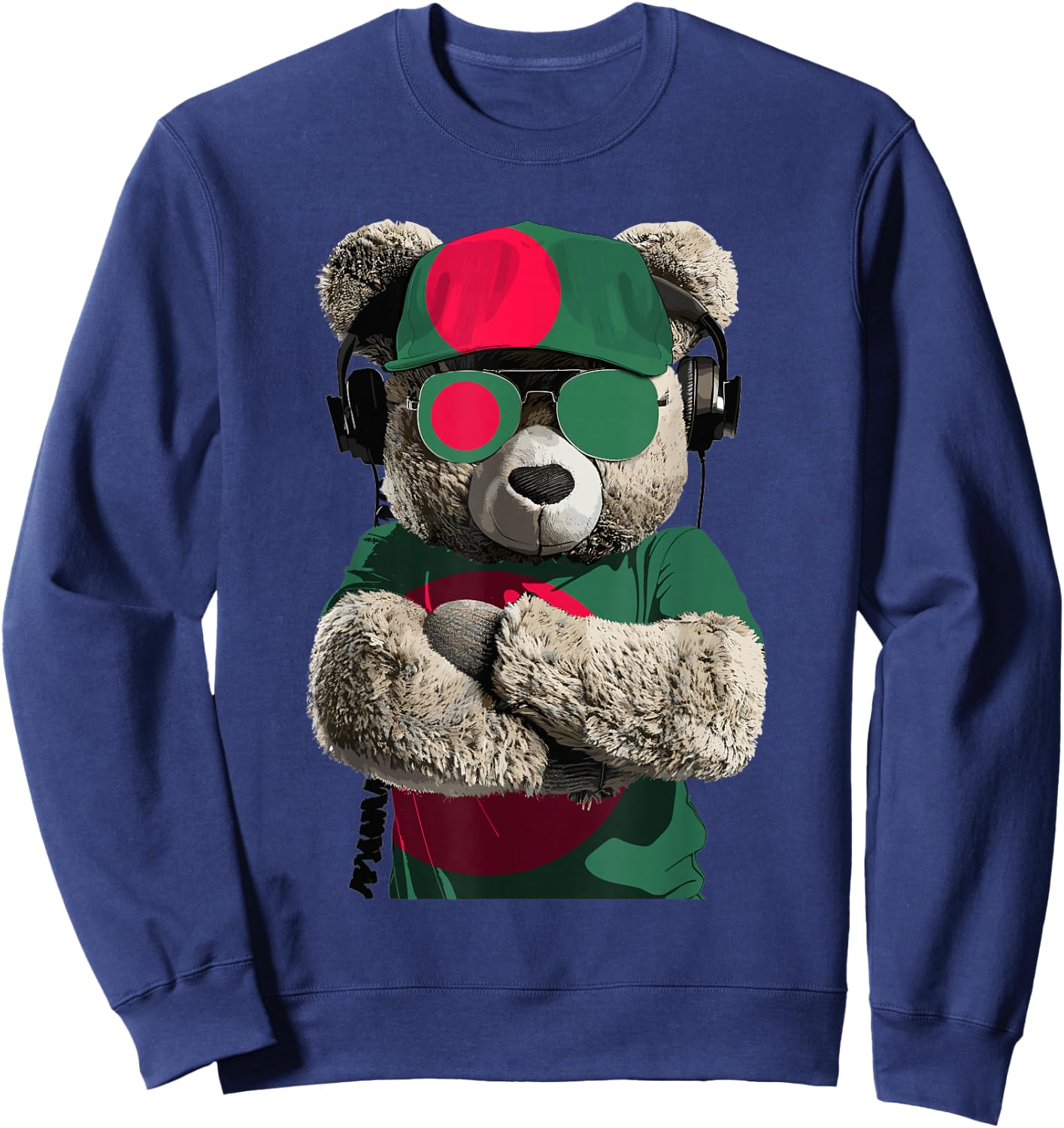 Bangladeshi Flag Bear Sunglasses Souvenir Product Bangladesh Sweatshirt - Sweatshirt | Navy