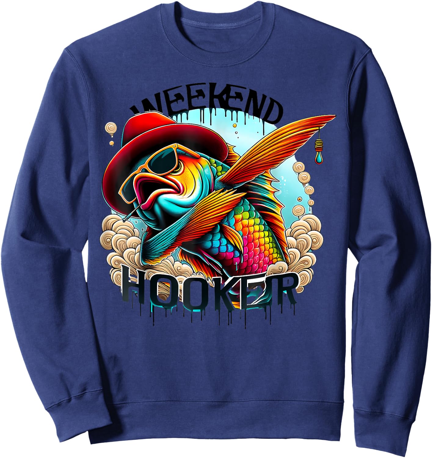 Weekend Hooker Colorful Fishing Funny Fishing Sweatshirt - Sweatshirt | Navy
