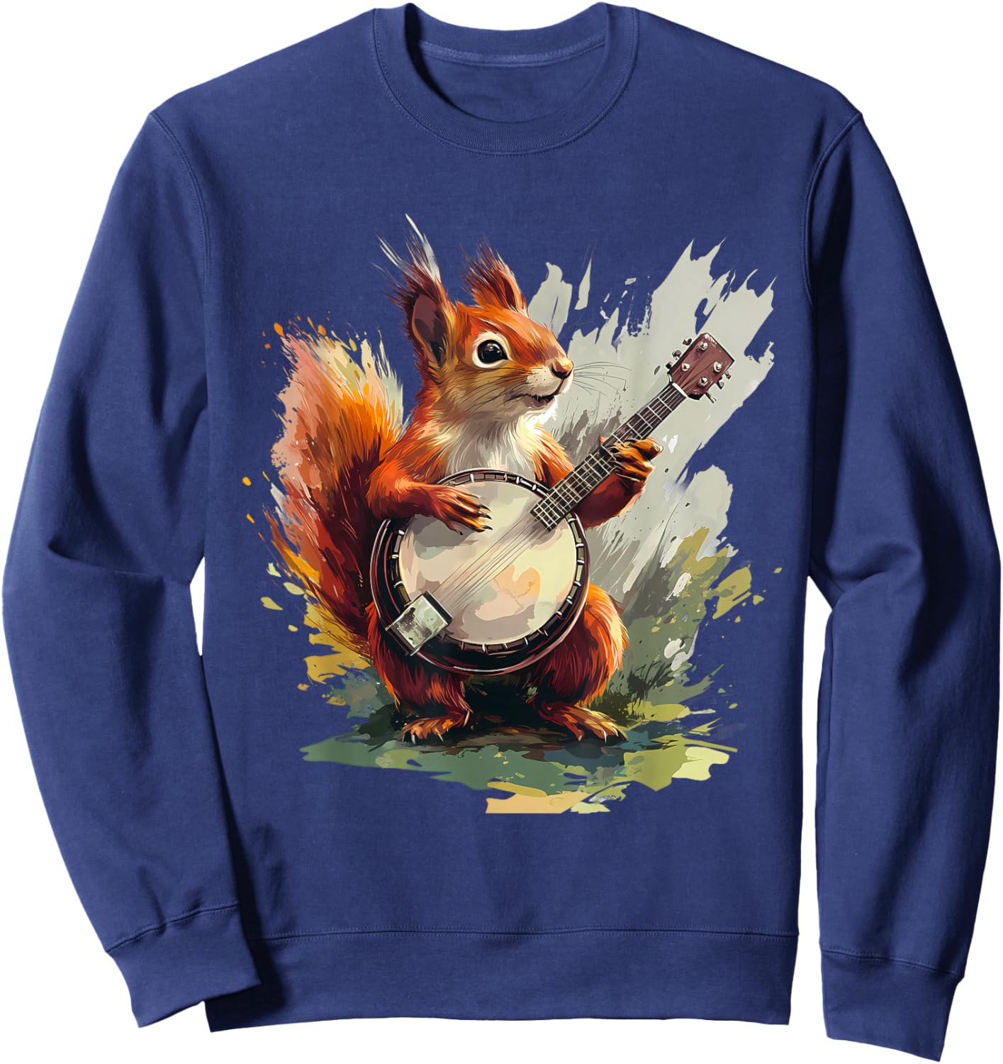 Squirrel Playing Banjo Squirrel Bluegrass Banjo Player Sweatshirt - Sweatshirt | Navy