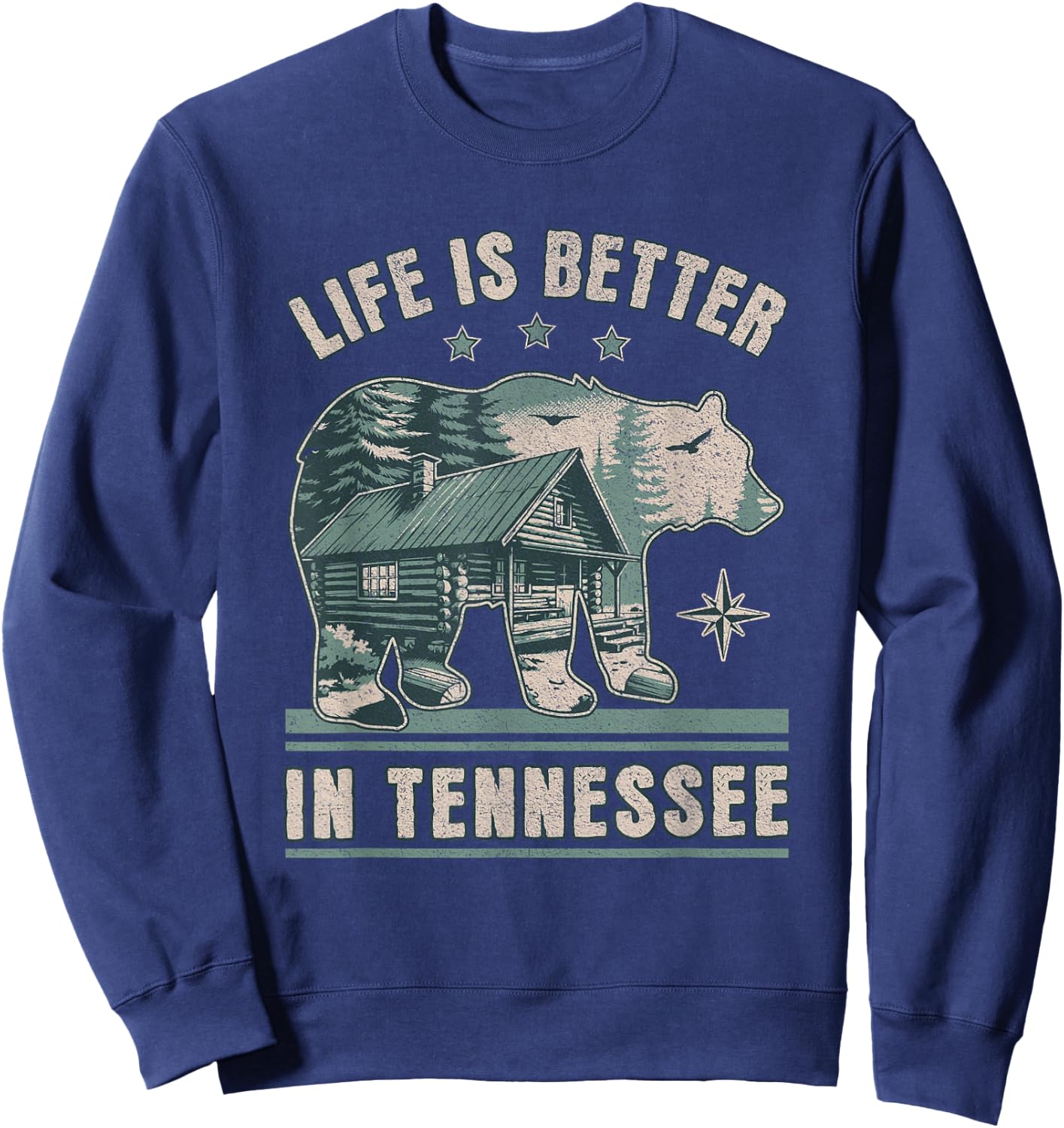 Life Is Better In Tennessee, Smoky Mountains Outdoors Hiking Sweatshirt - Sweatshirt | Navy