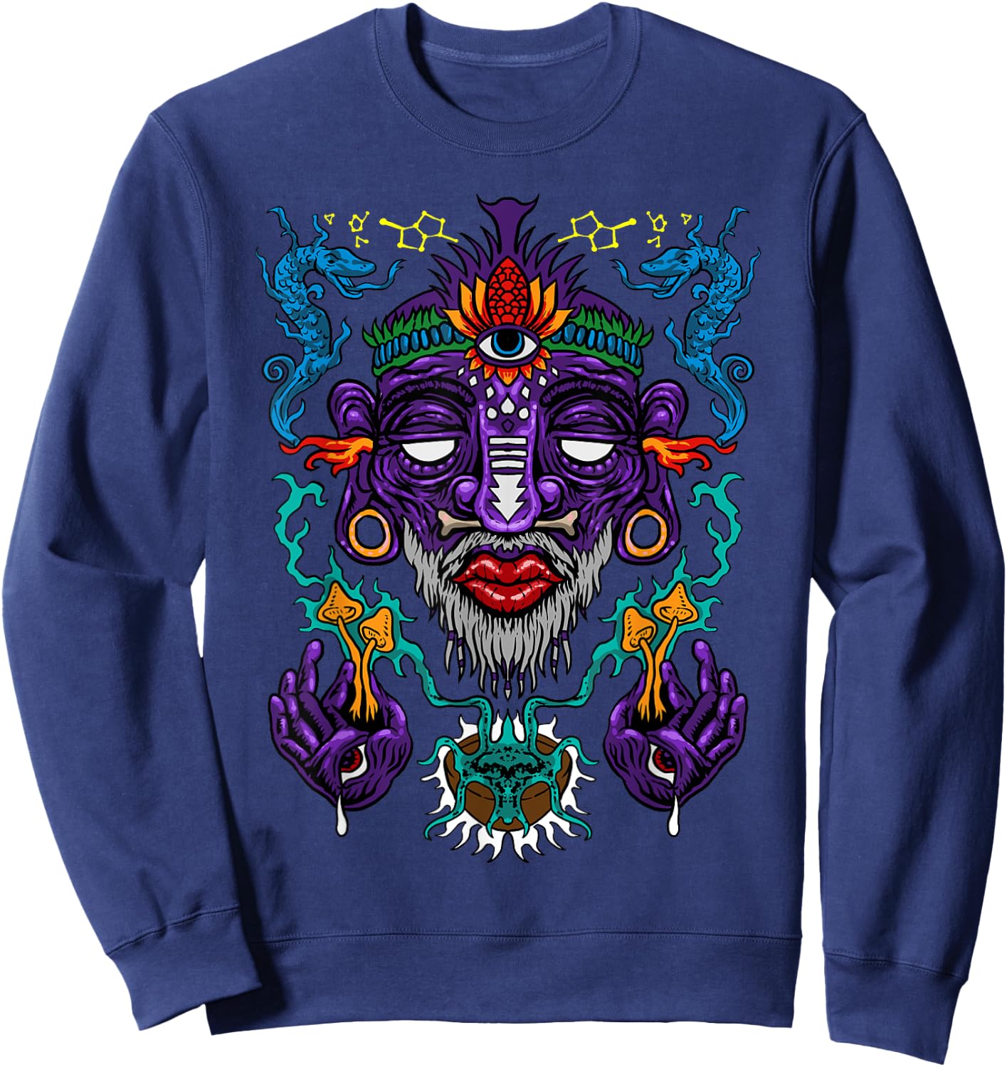 Colorful Witch Doctor | Psychedelic Shaman | Medicine Men Sweatshirt - Sweatshirt | Navy