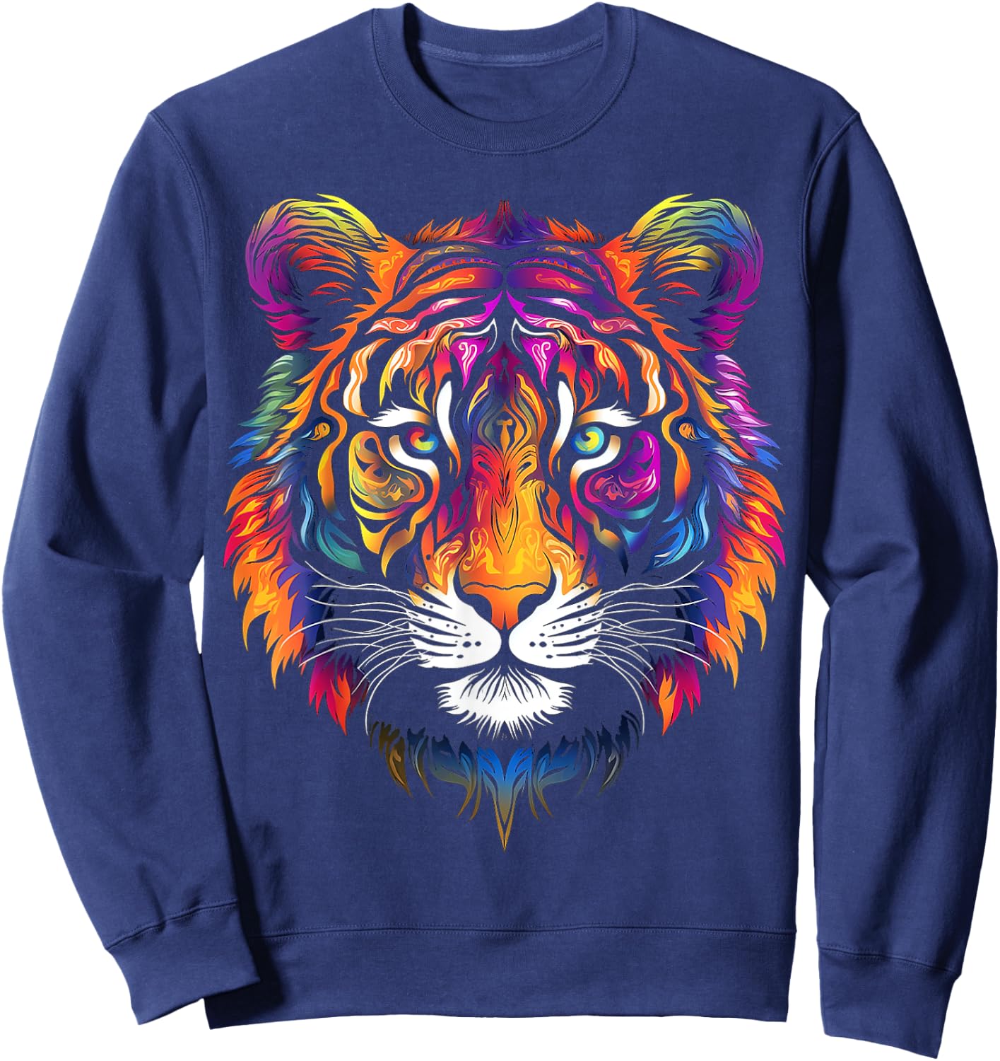 Tiger Animal Graphic Artwork Tiger Sweatshirt - Sweatshirt | Navy