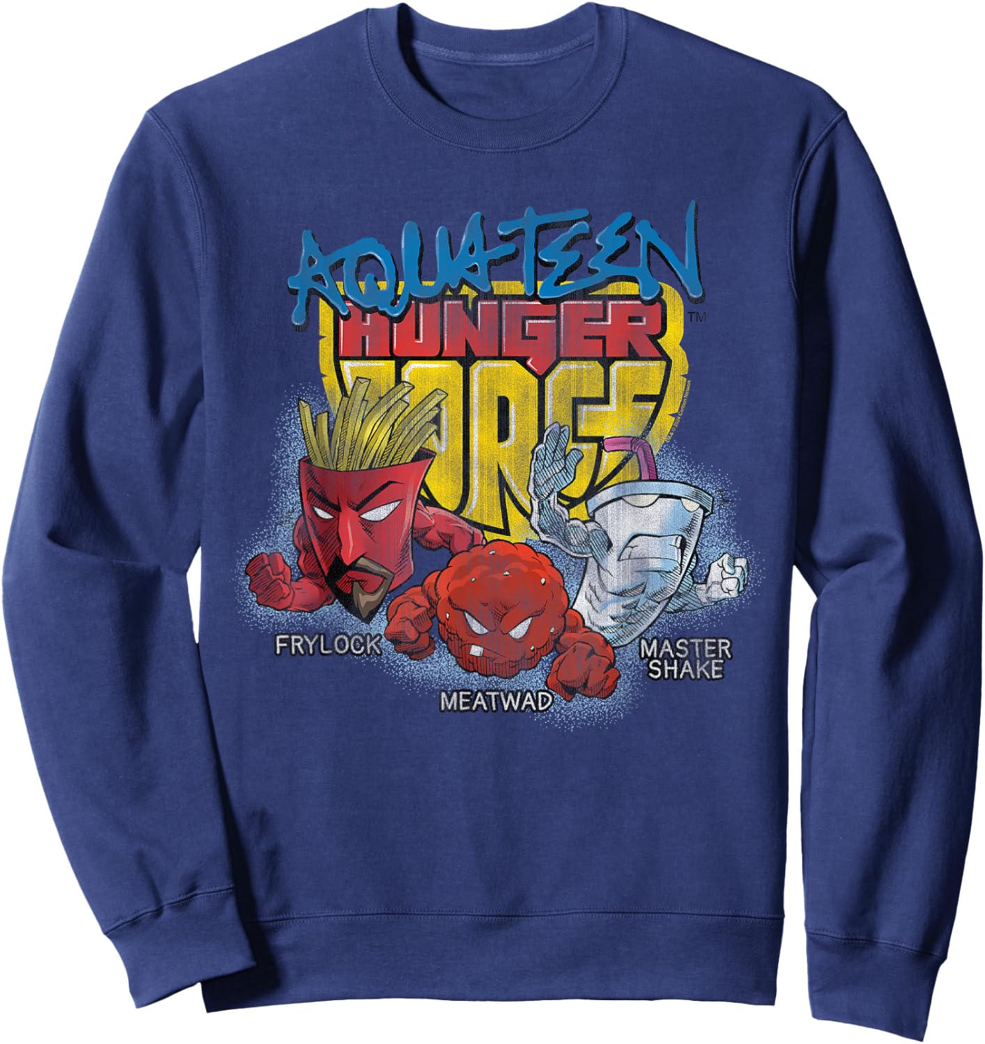 Aqua Teen Hunger Force Group Shield Logo Adult Swim Cartoon Sweatshirt - Sweatshirt | Navy