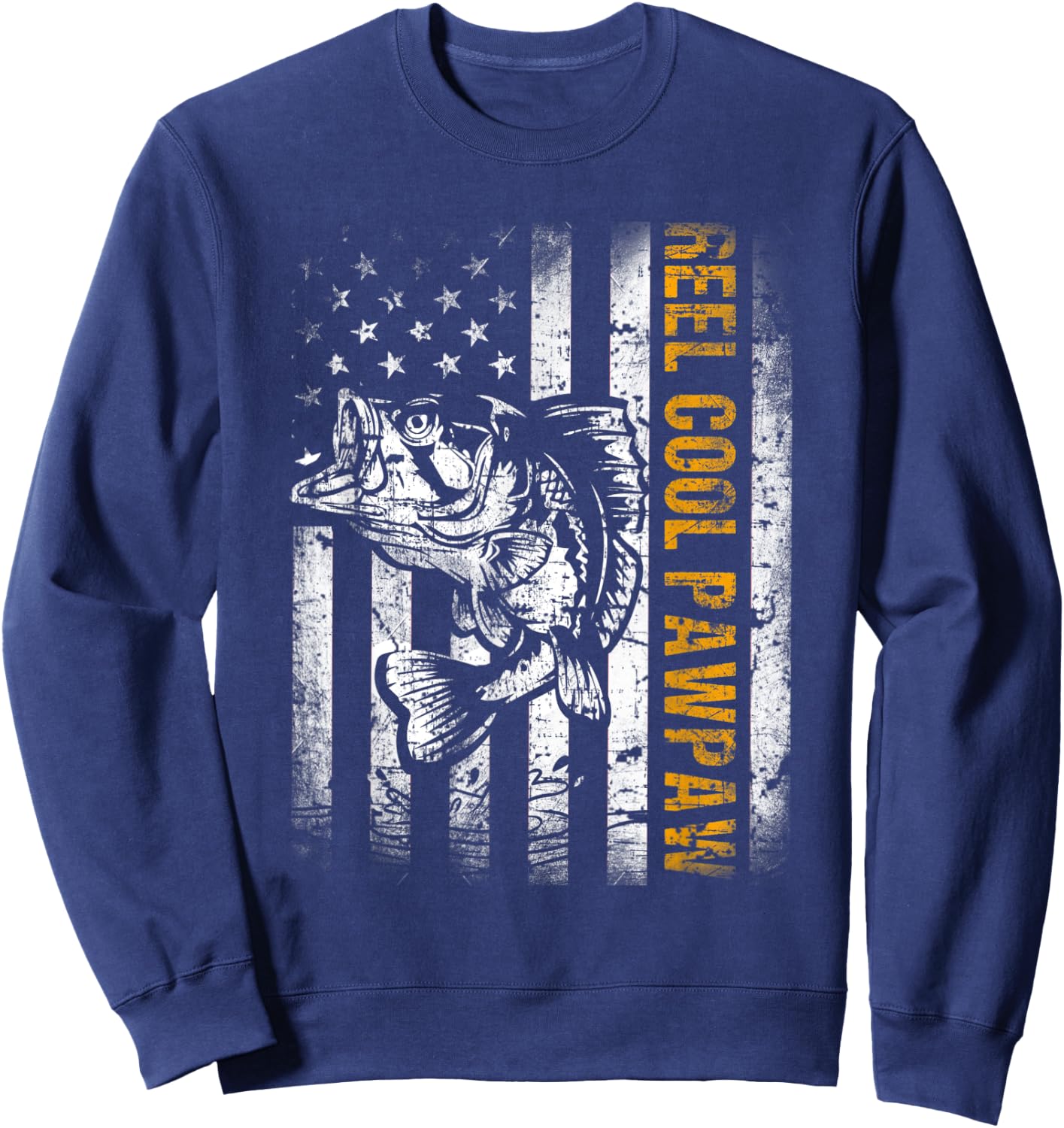Reel Cool Pawpaw Shirt American Flag Fishing Father's Day Sweatshirt - Sweatshirt | Navy