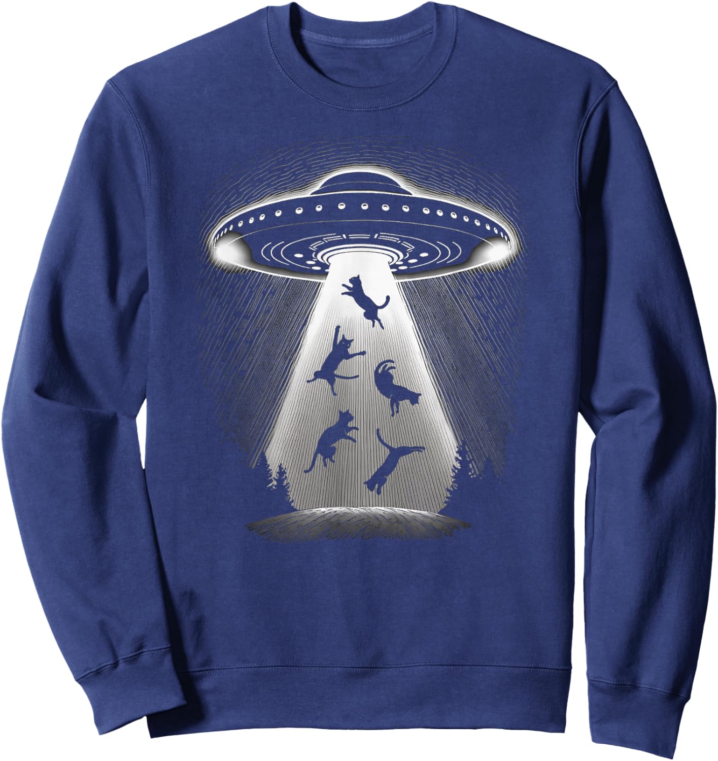 UFO Captures Kitty Cats The Only Intelligent Earth Life Sweatshirt - Sweatshirt | Navy