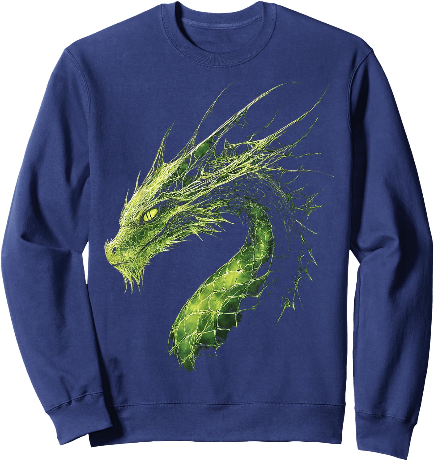 Green Dragon Motif Mythical Illustration Green Dragon Sweatshirt - Sweatshirt | Navy