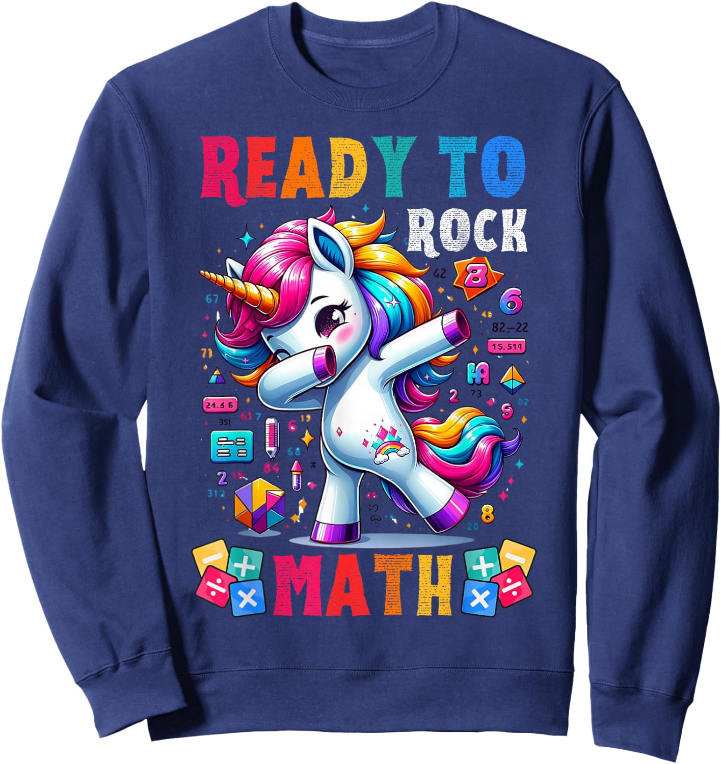 Student back to School Math Squad Kids Girls Smarter Unicorn Sweatshirt - Sweatshirt | Navy