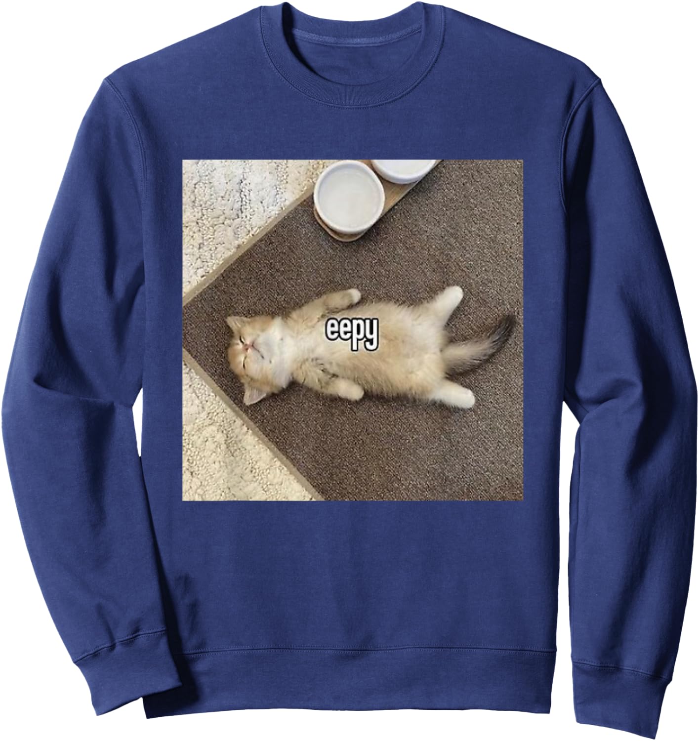 Eepy Cat, Silly Sleepy Cat Meme Women Kids Sweatshirt - Sweatshirt | Navy