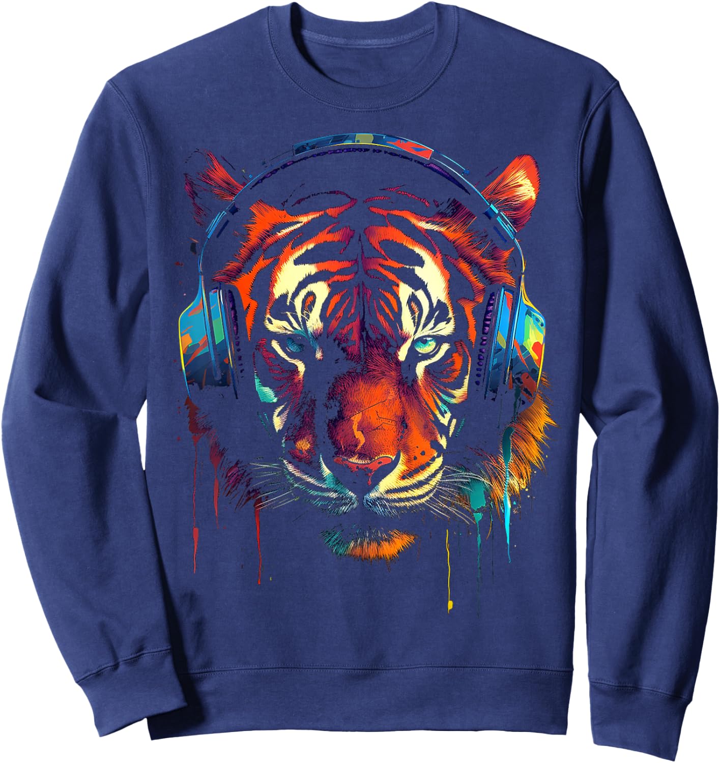 Tiger Animal Motif Artwork Tiger Sweatshirt - Sweatshirt | Navy