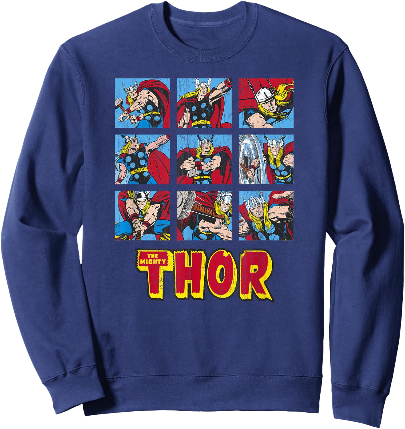 Marvel Avengers Vintage Thor Comic Battle Scenes Sweatshirt - Sweatshirt | Navy