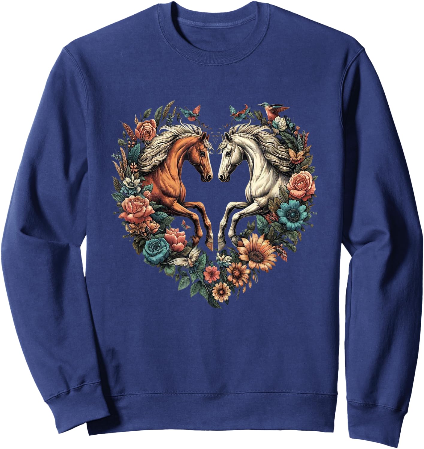 Horse Love Heart Equestrian Horse Rider Lovers Sweatshirt - Sweatshirt | Navy