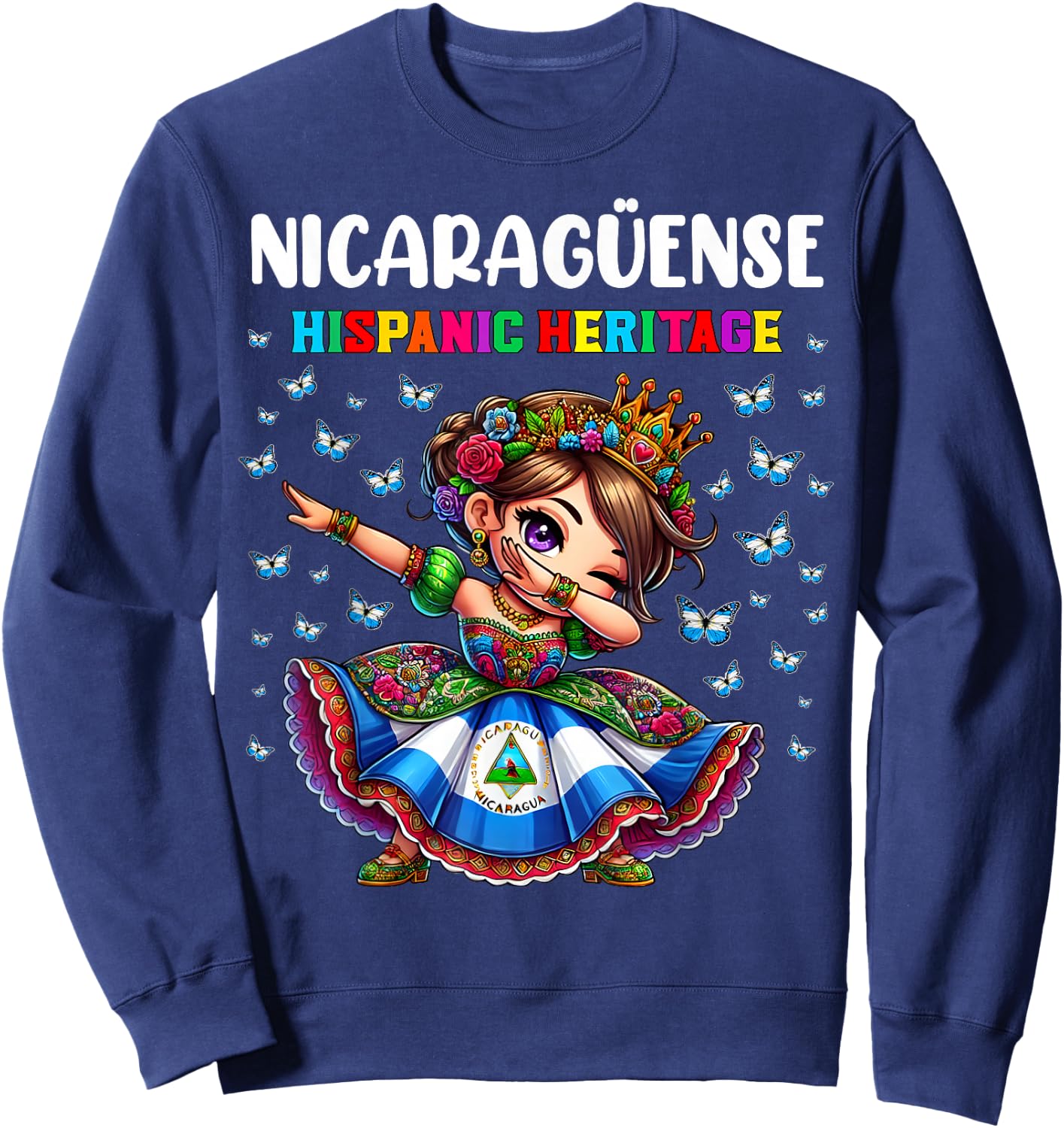 Nicaragua Hispanic Heritage Month Celebration girls kids Sweatshirt - Sweatshirt | Navy