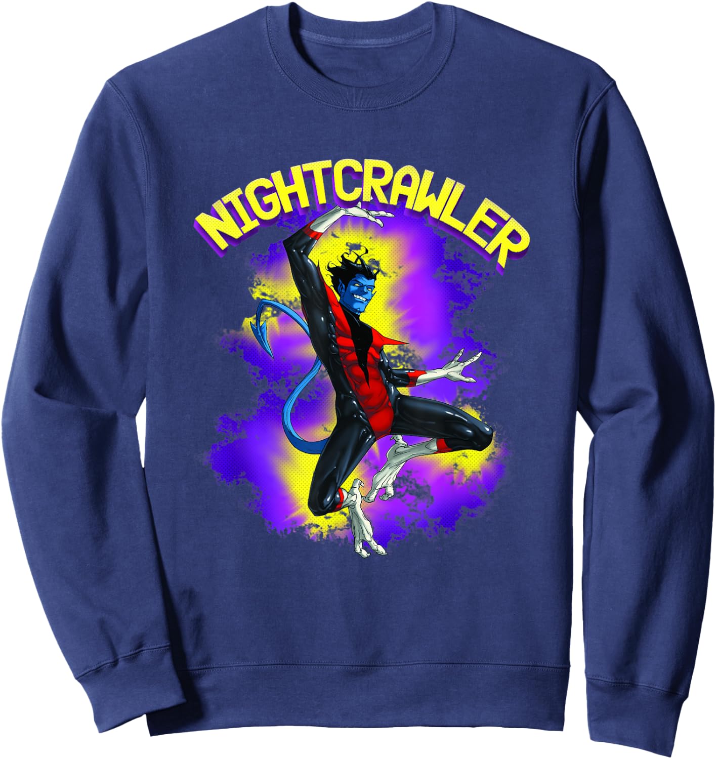 Marvel X-Men Nightcrawler Epic Leap Retro Logo Sweatshirt - Sweatshirt | Navy
