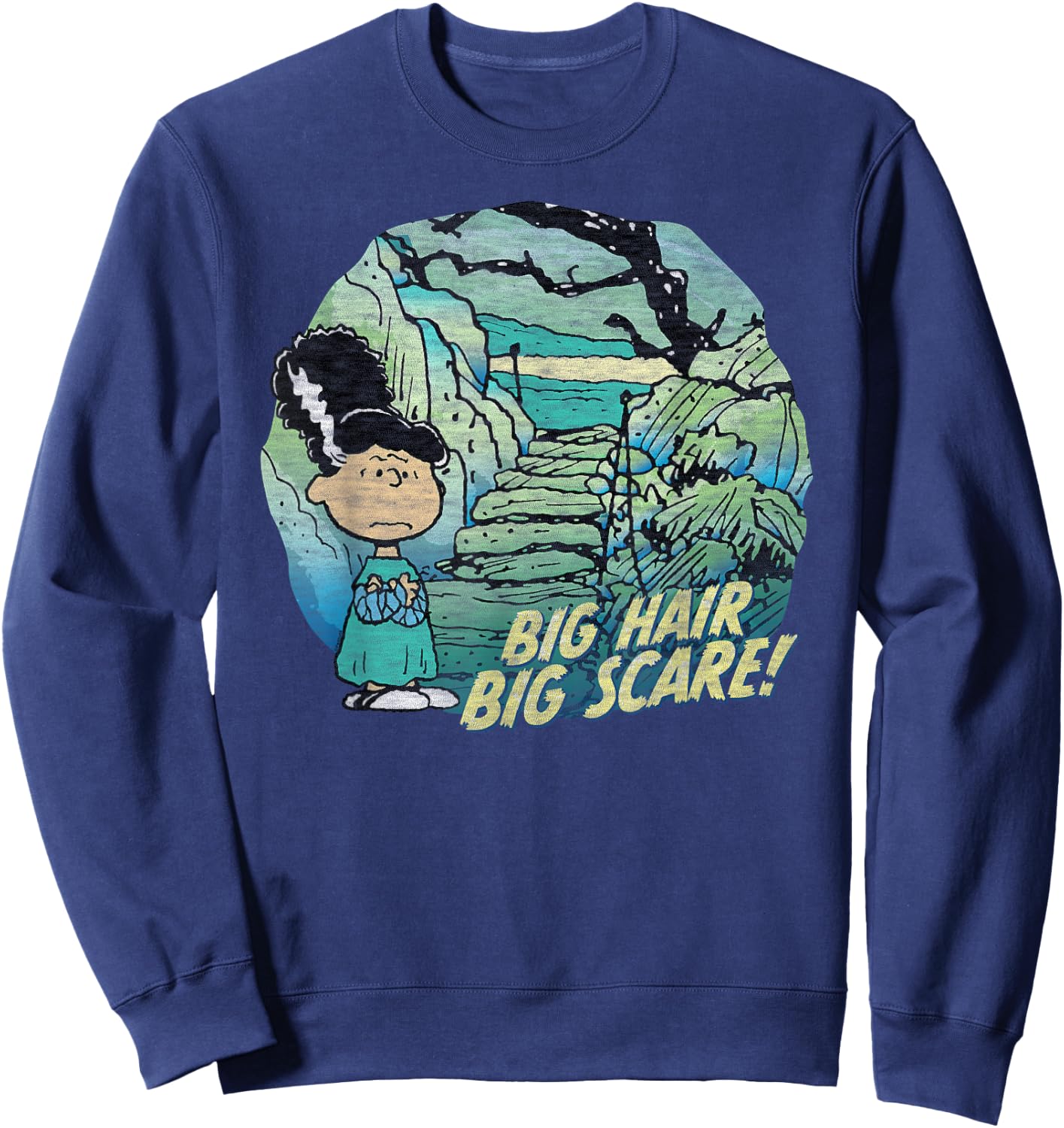 Peanuts Halloween Lucy Big Hair Scare Sweatshirt - Sweatshirt | Navy