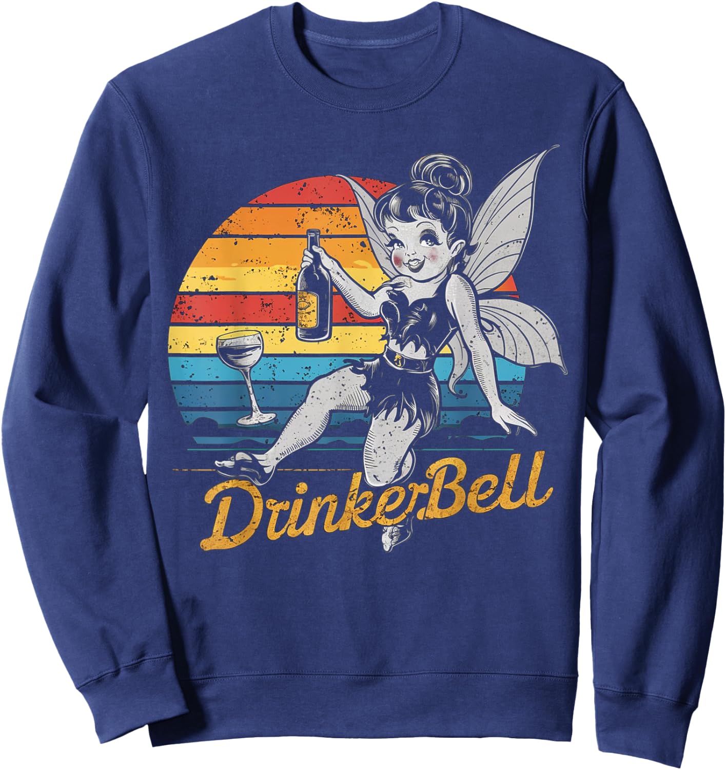Vintage retro sunset Drinkerbell Funny Drinking Funny Saying Sweatshirt - Sweatshirt | Navy