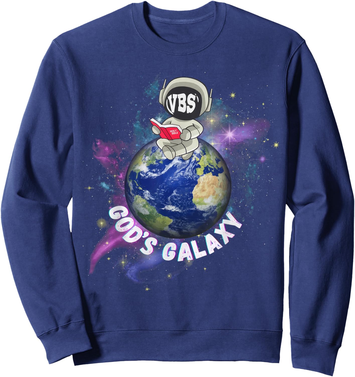 VBS 2024 God's Galaxy Astronaut Outer Space Bible Christian Sweatshirt - Sweatshirt | Navy