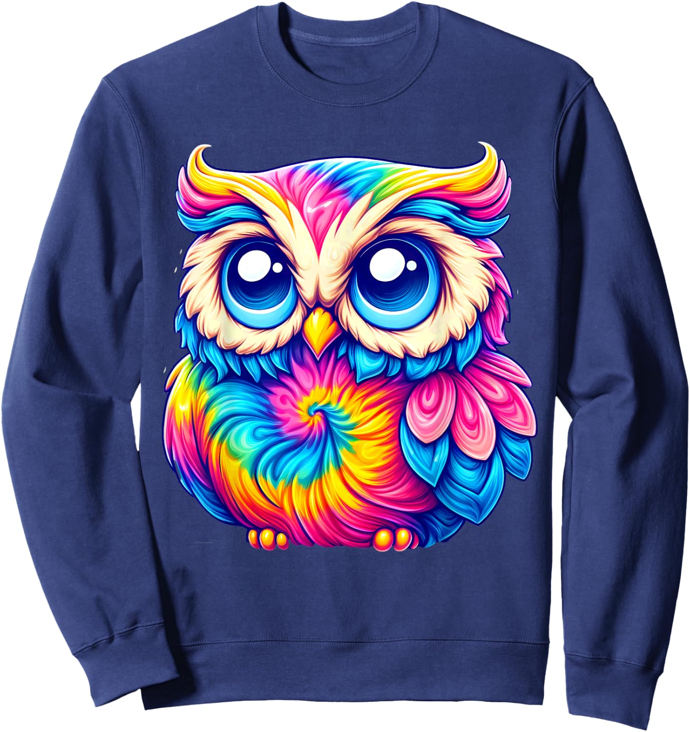 Tie Dye Owl Aesthetic Men Women Kids Sweatshirt - Sweatshirt | Navy