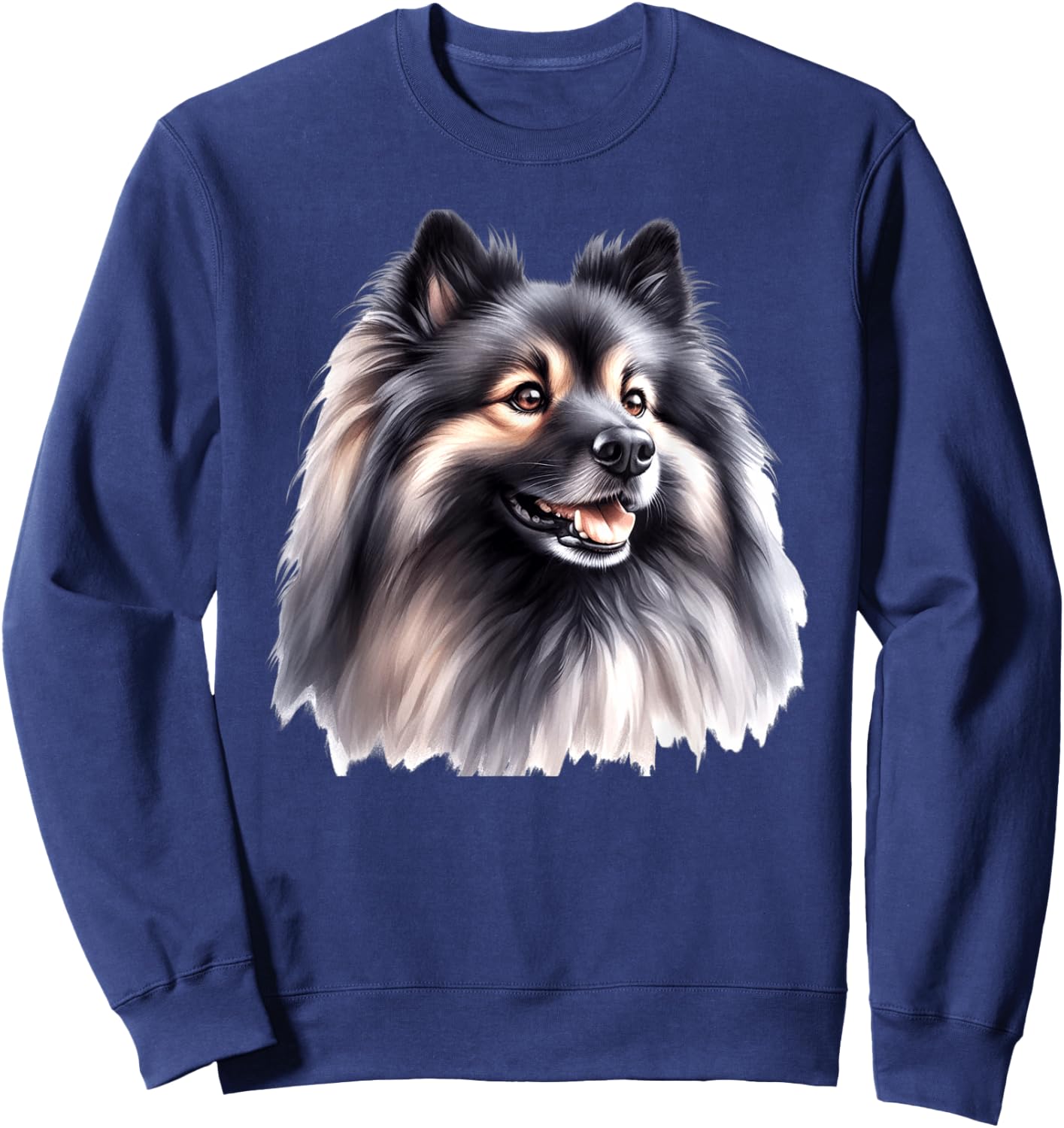 Keeshond Dog Puppy Portrait Sweatshirt - Sweatshirt | Navy